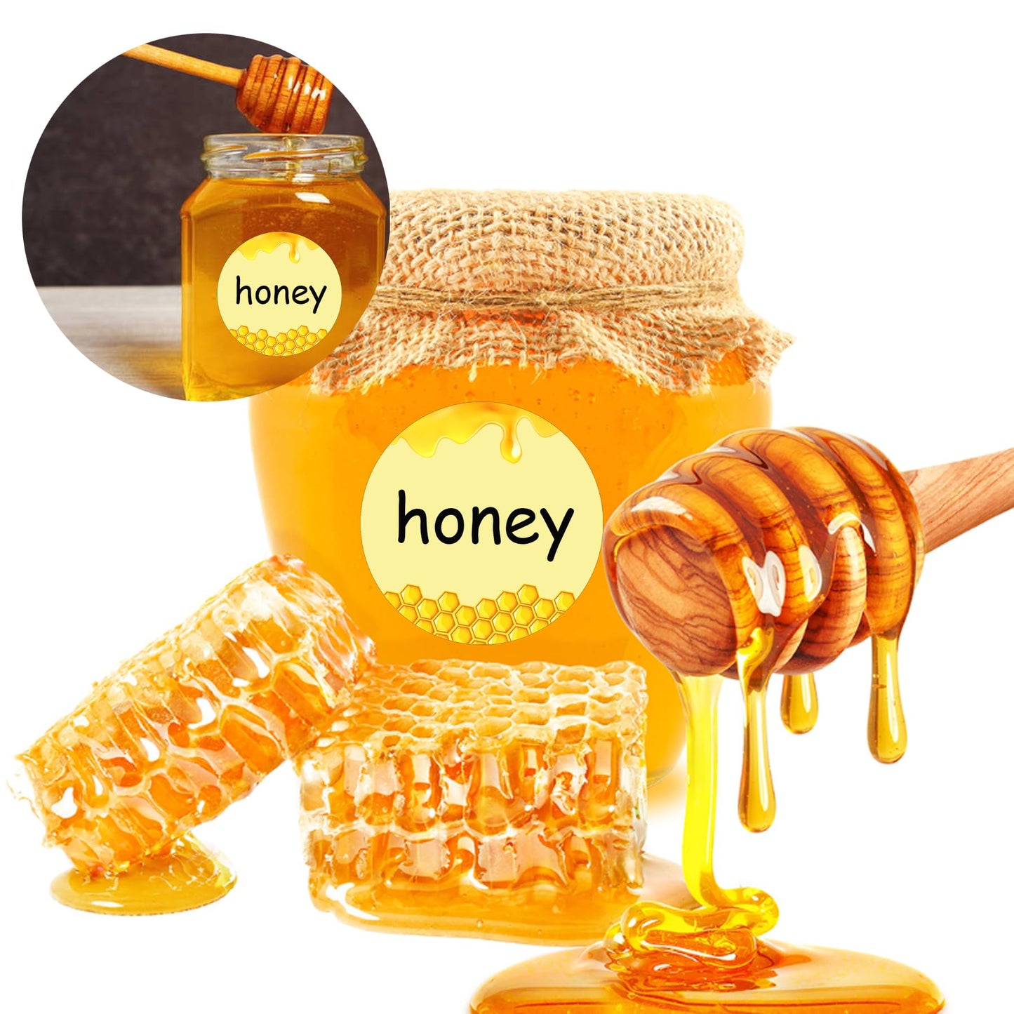 Direct Thermal Label Stickers Honey Themed Personalized Honey Labels 2 Inch - Honey Jars and Bottles Labels Honey Farm Kitchen Name Small Business Thermal Stickers for Honey Quart Jars 500 Pcs