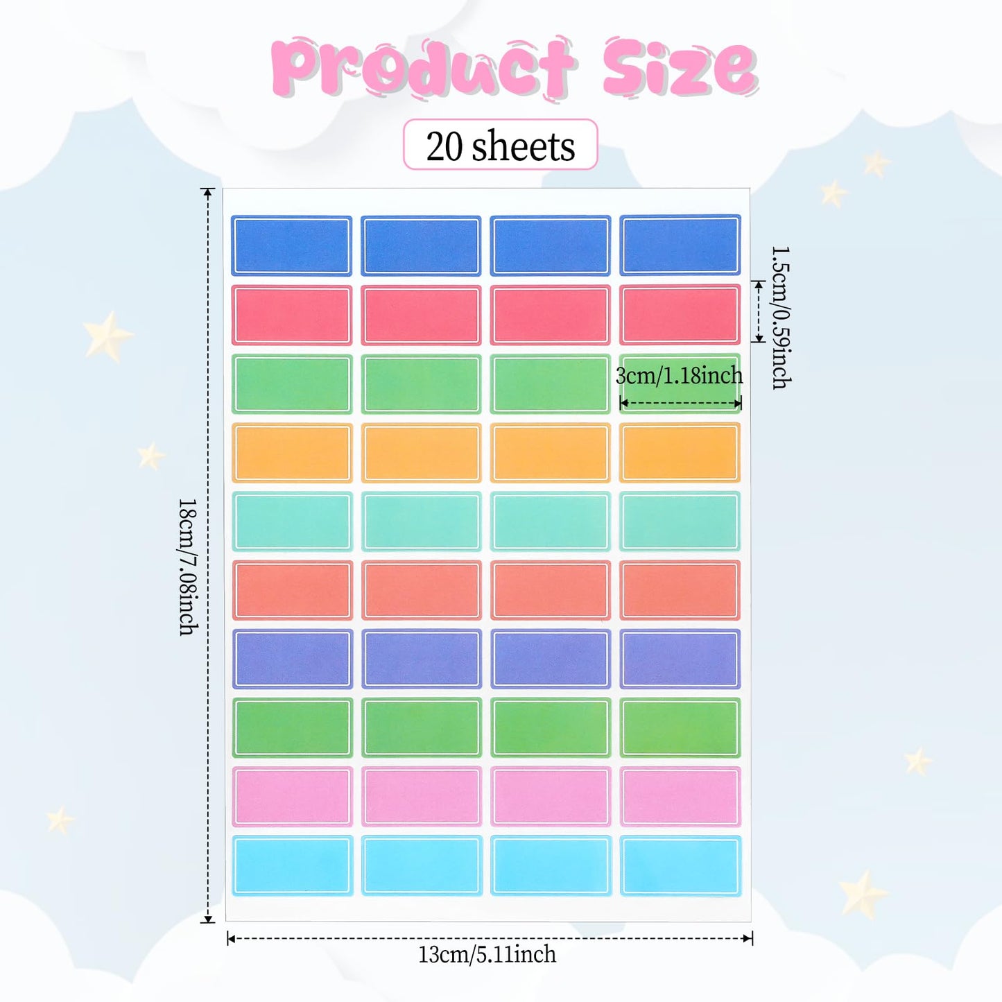 800 PCS Bottle Labels for Daycare Color Waterproof Labels Stickers, Removable Adhesive Name Label Stickers, Reusable Name Labels for Office, Folder Labels,Bottle Labels,Food Labels,Jar Labels