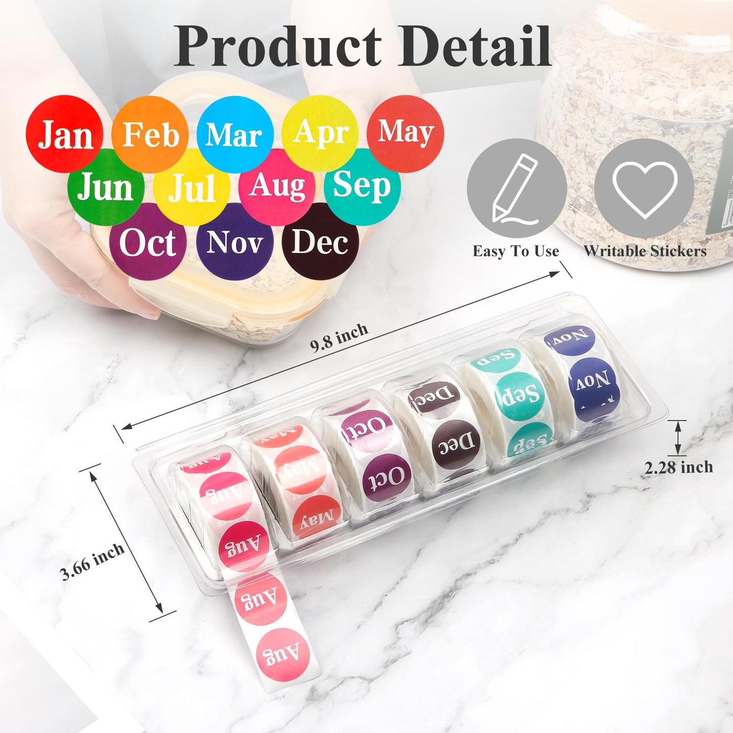 2 Pcs Monthly Label Holder Organizer with 6000 Pcs Round Month Labels Months of The Year Labels Expiration Date Stickers Food Labels Stickers Removable Labels Color Coding Label Stickers