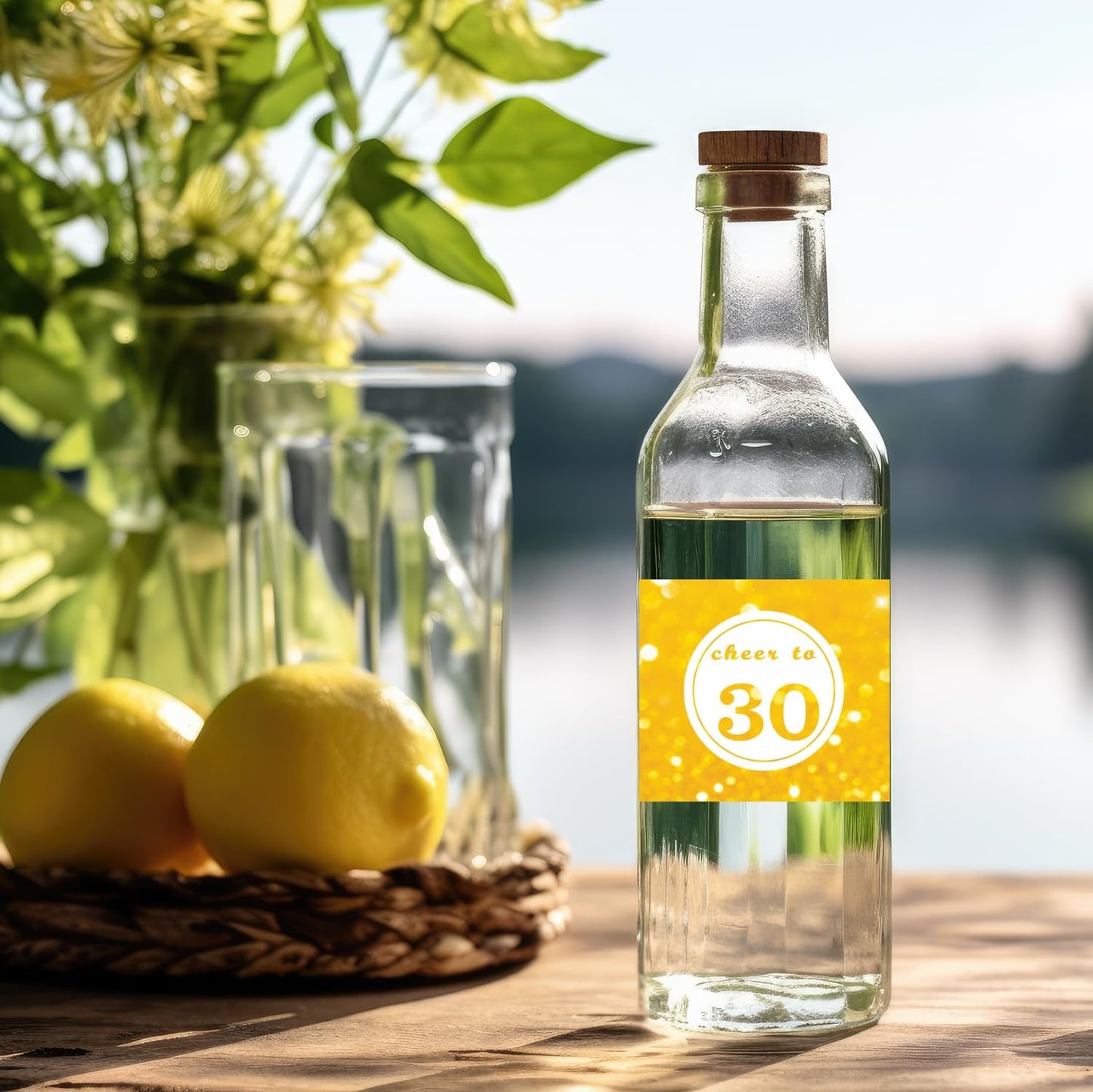 32 Pces Cheer To 30 Water Bottle Labels Happy 30th Birthday Party Bottle Stickers, Waterproof 30 Year Old Bottle Wrap Around Stickers Thirty Anniversary Party Decorations, 3oth Bottle Decor