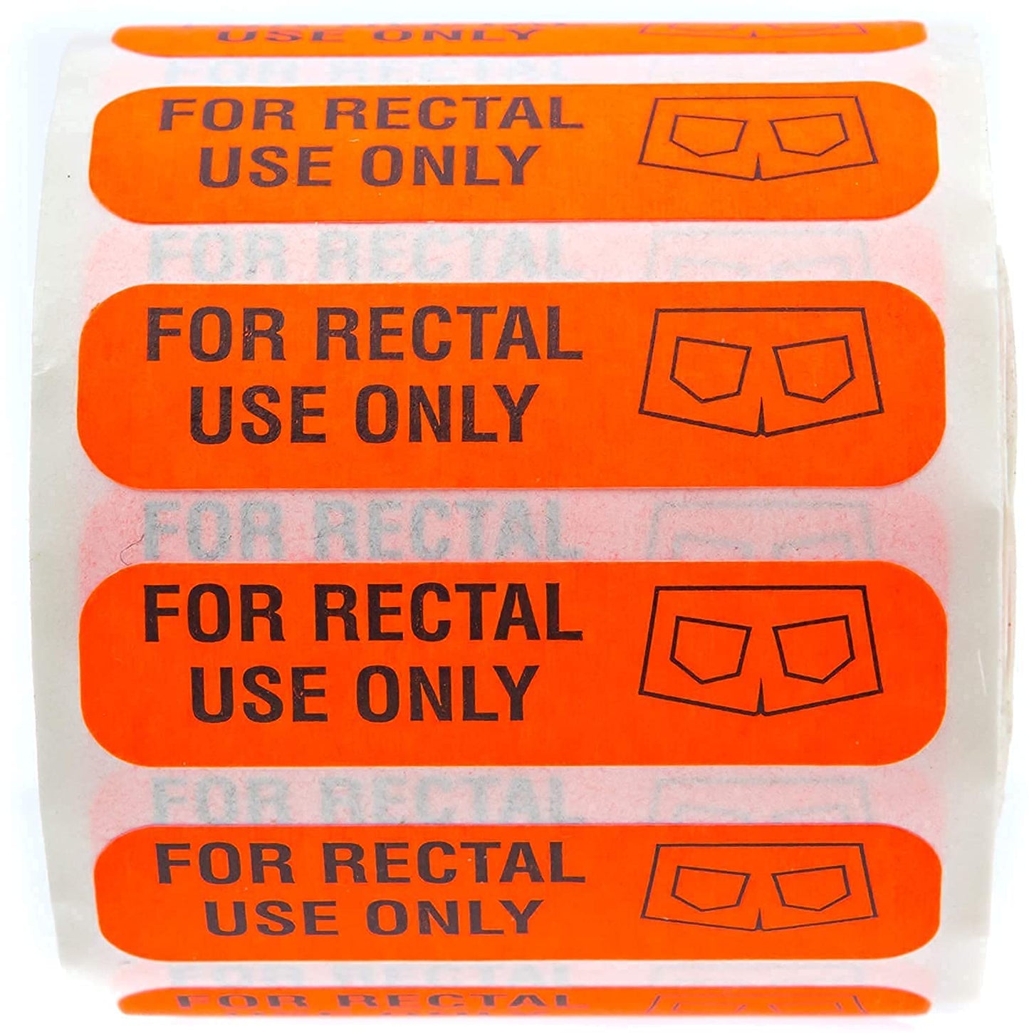 Red for Rectal Use Only Stickers / 500 Small Labels / 0.375" x 1.5" Fluorescent Red Permanent Adhesive Sticker