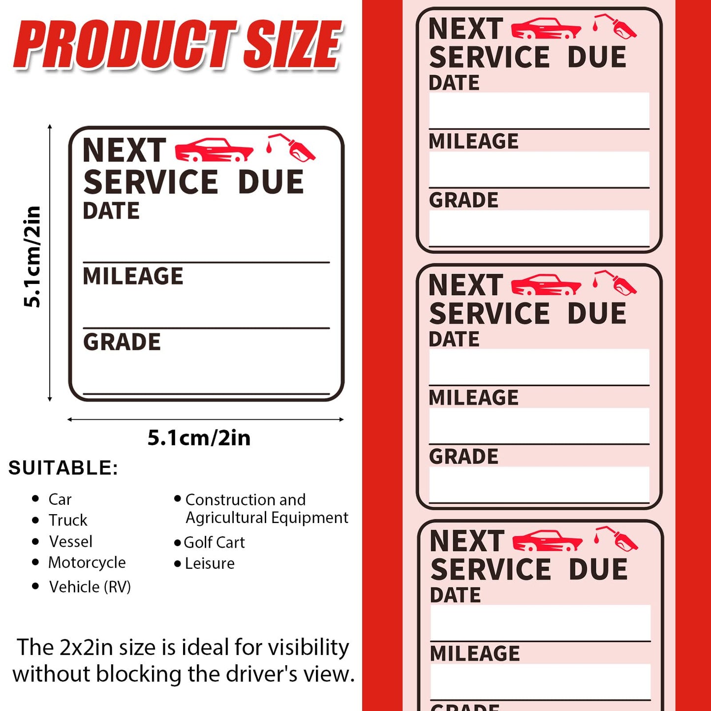 350pcs Oil Change Stickers, 2x2in Next Service Due Oil Change Reminder Sticker Removable Decal No Residue Windshield Oil Change Static Cling for Car Auto Vehicle Window Maintenance Accessories(Black) Black