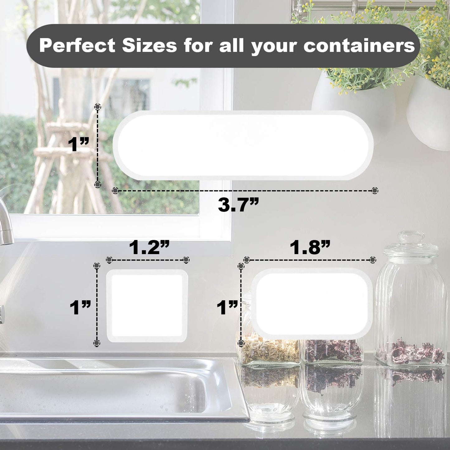 264 Pieces Removable Food Labels Stickers Waterproof Kitchen Labels for Food Storage, Home Organization with Marker Pen, 3 Sizes (Silver Side) Silver Side