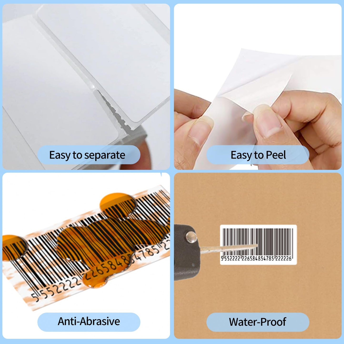 Direct Thermal Label 2x1, Thermal Labels for Barcodes, Return Address, File Folders - Barcode Stickers Compatible with Rollo, Munbyn, Zebra, Godex - 1Roll, 1000 Lable, White Sticker Labels 2x1-white