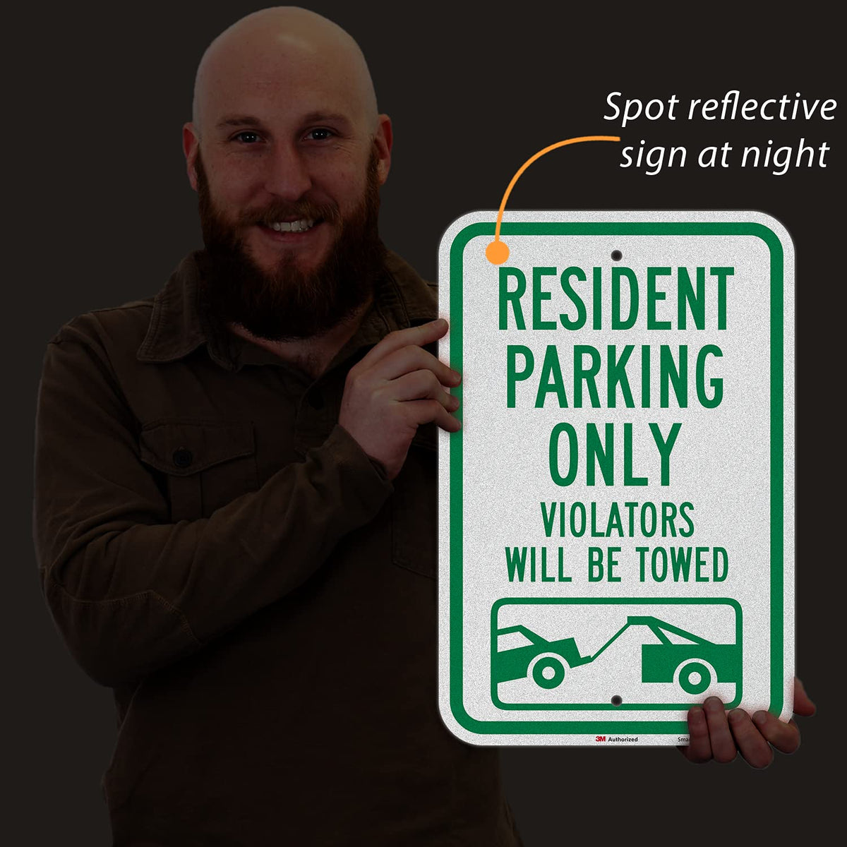 SmartSign "Resident Parking Only, Violators Towed" Sign | 12" x 18" 3M Engineer Grade Reflective Aluminum 18" x 12"