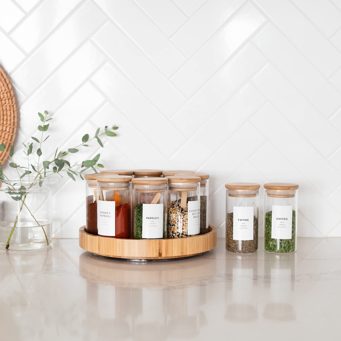 Minimalist Spice Labels for Spice Jars - 146 Spice Jar Labels Stickers for Containers - Spice Stickers Preprinted - Spice Organising Herb Seasoning Kitchen Pantry White Rectangle Spice Labels