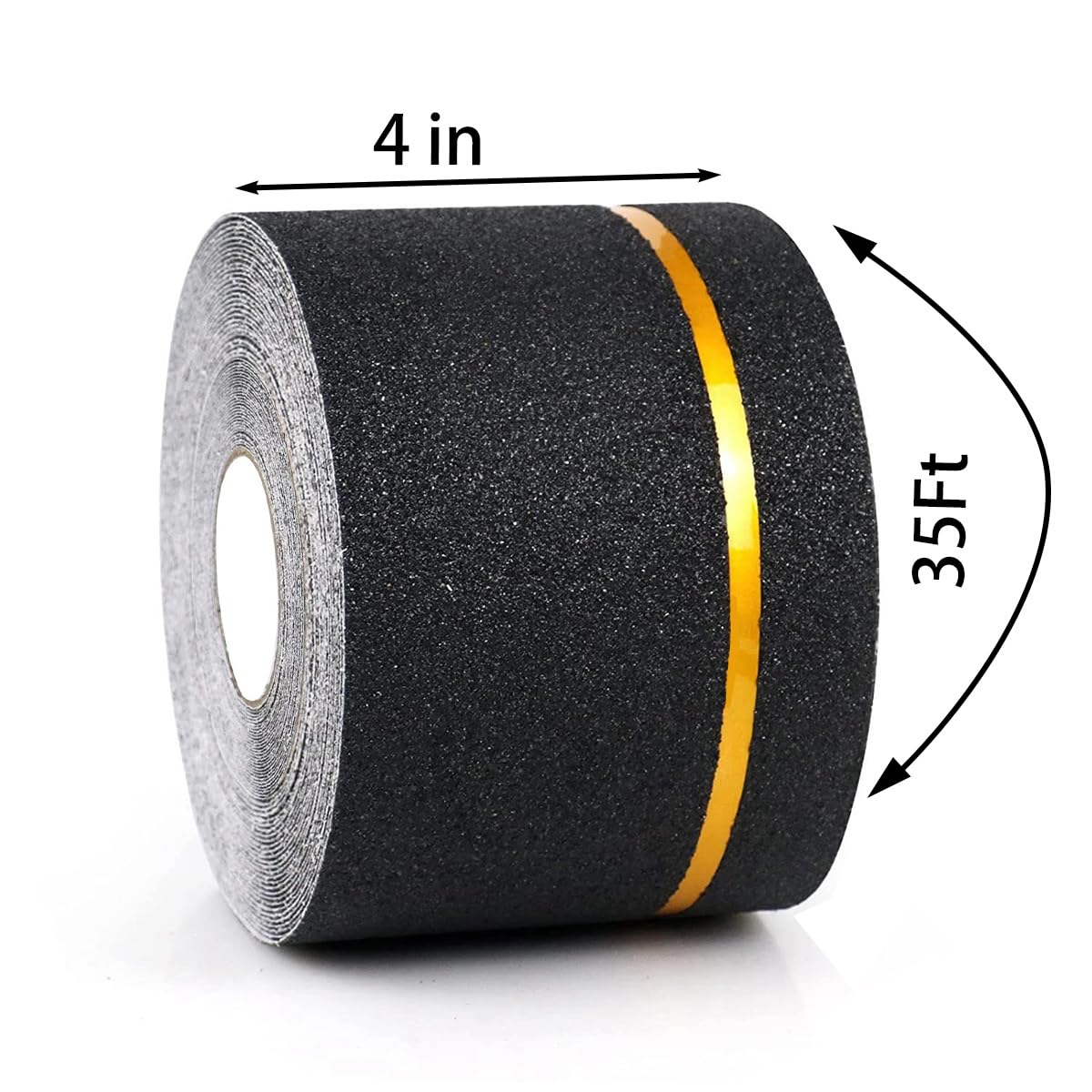4" X 30" 10 Pack Anti Slip Stair Tread with Reflective Yellow Stripe Non Skid Tape Premium Grip Non Slip Tape Black High Traction Adhesive for Stairs Step Indoor/Outdoor (4" X 35Ft, 1)