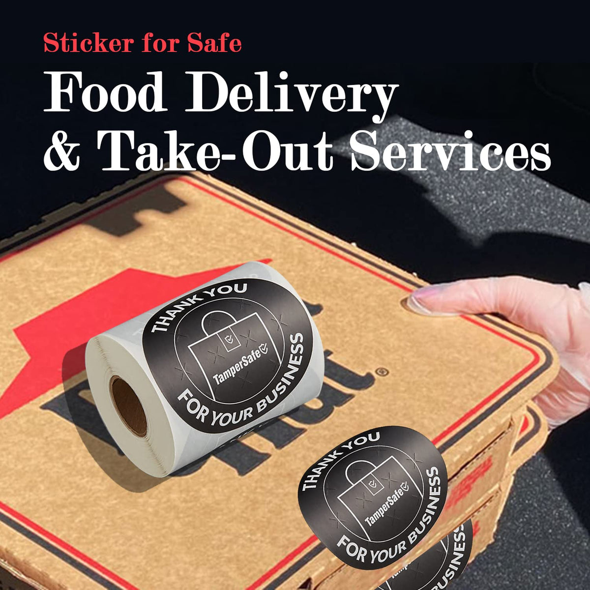 Angel's Peel Lounge Thank You Tamper Proof Stickers Roll — Tamper Evident Stickers for Delivery Bags, Drink Lids, Food Containers, Writable Seal Tape, Thank You Labels - 3x3in 250-COUNTS, BLACK, ROUND Black Tape