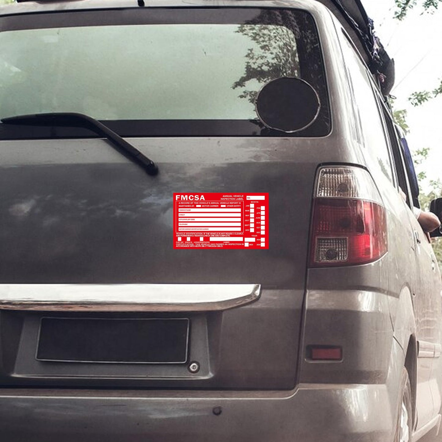 50-Pack Annual Vehicle Inspection Label 1.6 mil Aluminum Red FMCSA Label with Permanent Self Adhesive 6" x 3.5" DOT Compliant 50 Count Red Label