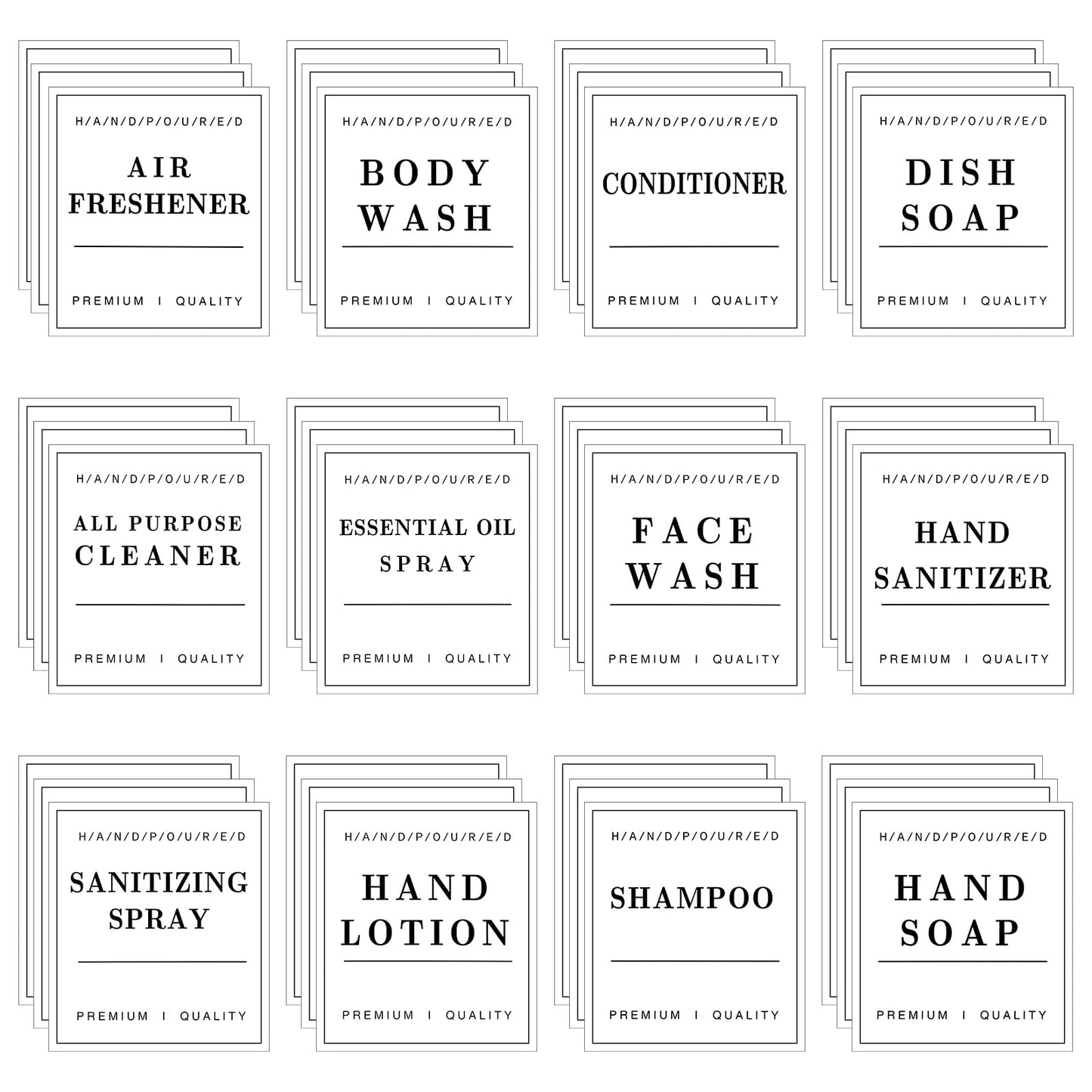 36Pcs Waterproof Labels for Bottles, Removable Bathroom Organization Stickers for Hand Soap Lotion Shampoo Conditioner Dispenser, Toiletry Labels for Plastic/Glass Bottles