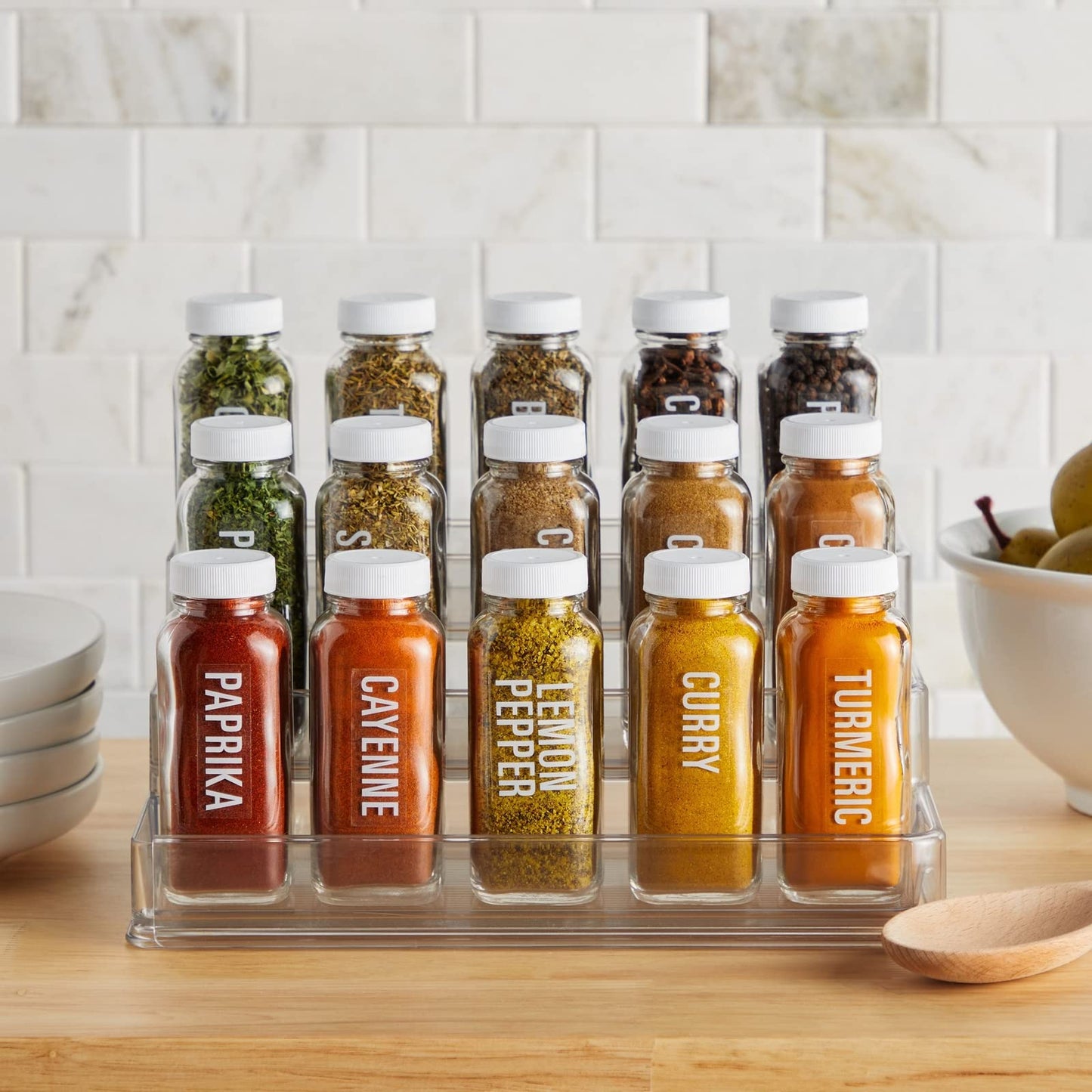 Talented Kitchen 134 Preprinted Minimalist Spice Labels, Bold All Caps White Seasoning Labels for Spice Rack, Kitchen Cabinet and Pantry Organization