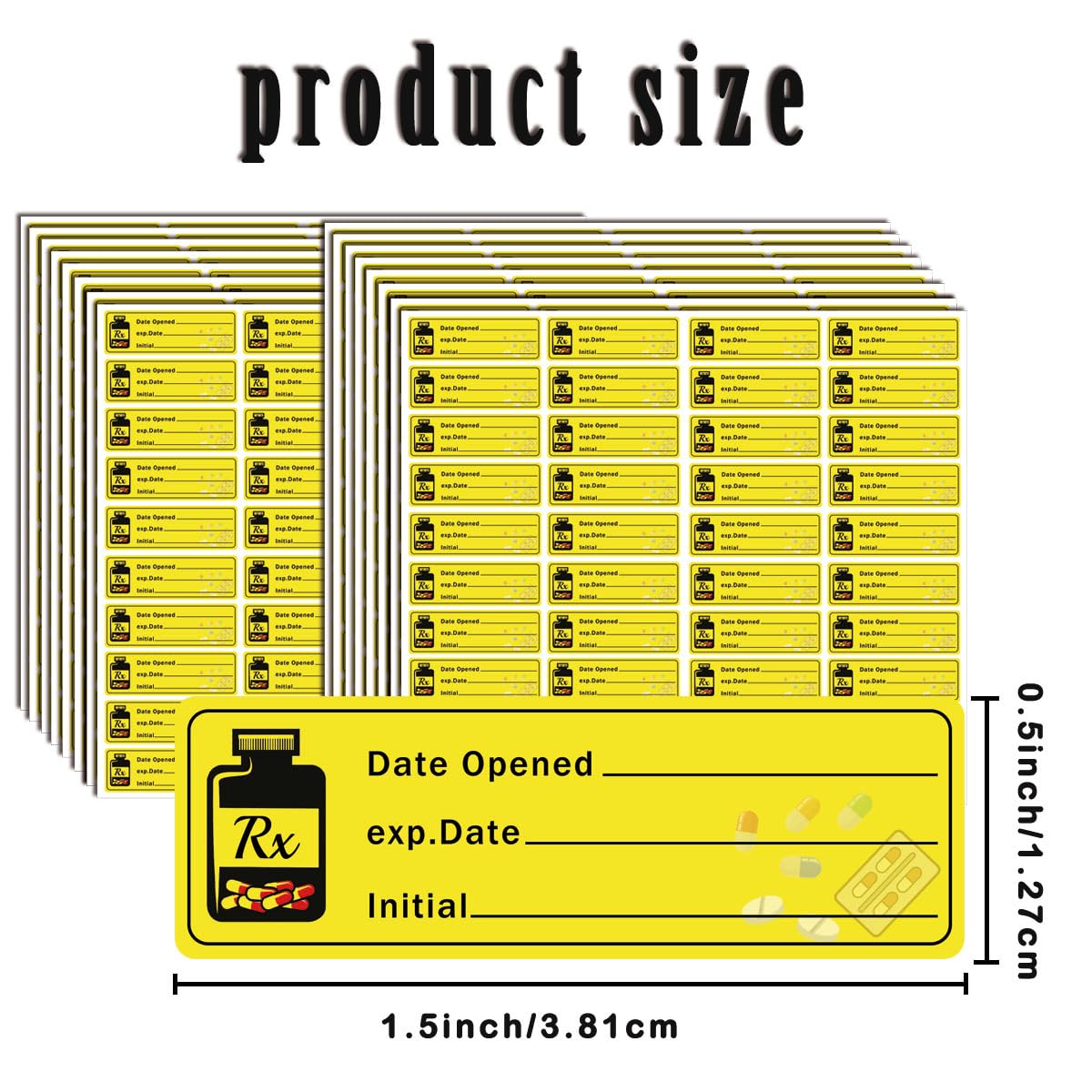 1000 pcs Date Opened Date Expired Stickers 1.5 x 0.5 inch Medication Instruction Pharmacy Expiration Date Drugstore Label Drug Pills EXP Dates Sticker for Inventory Pills Organized