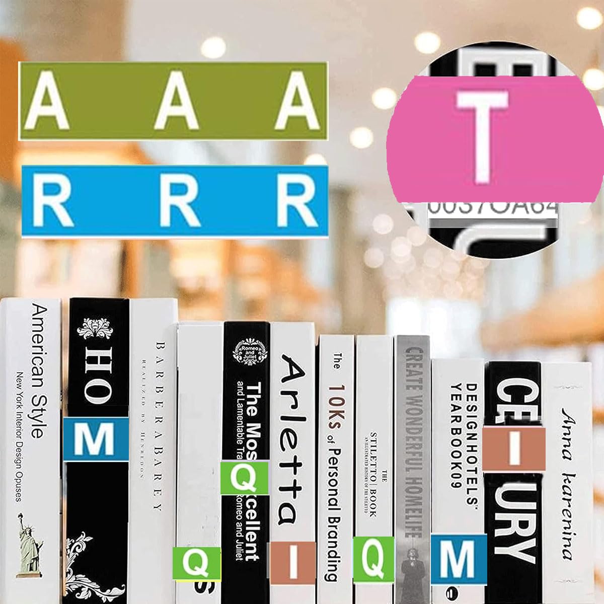 Alphabet Book Spine Labels, Adhesive Alphabet Index File Folder Labels A-Z Tab Dividers Stickers for Classroom Book Organization.(520 Pcs)