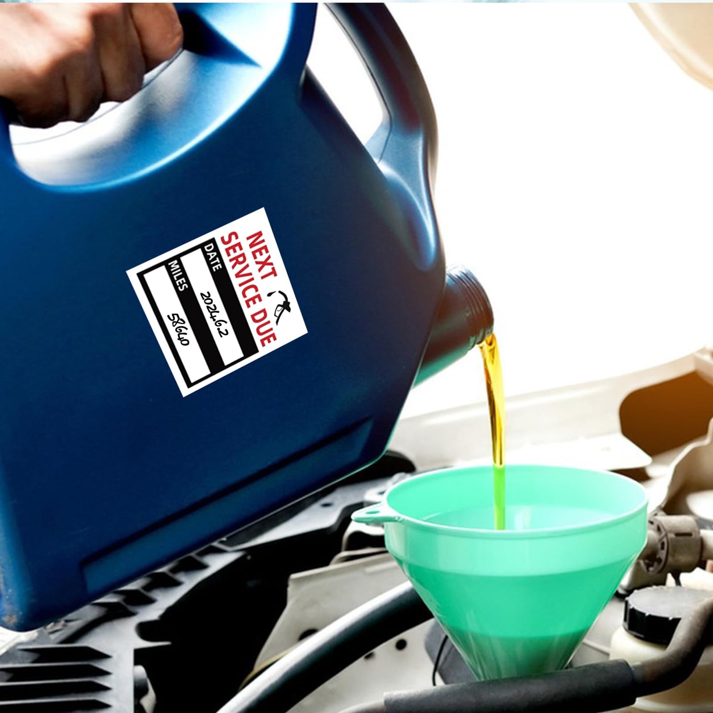500pcs Oil Change Auto Maintenance Service Due Reminder Stickers Labels 500pcs/Roll Stickers,Easy-Peel with No Residue, Easy to Write On,2x2 Inch, Black