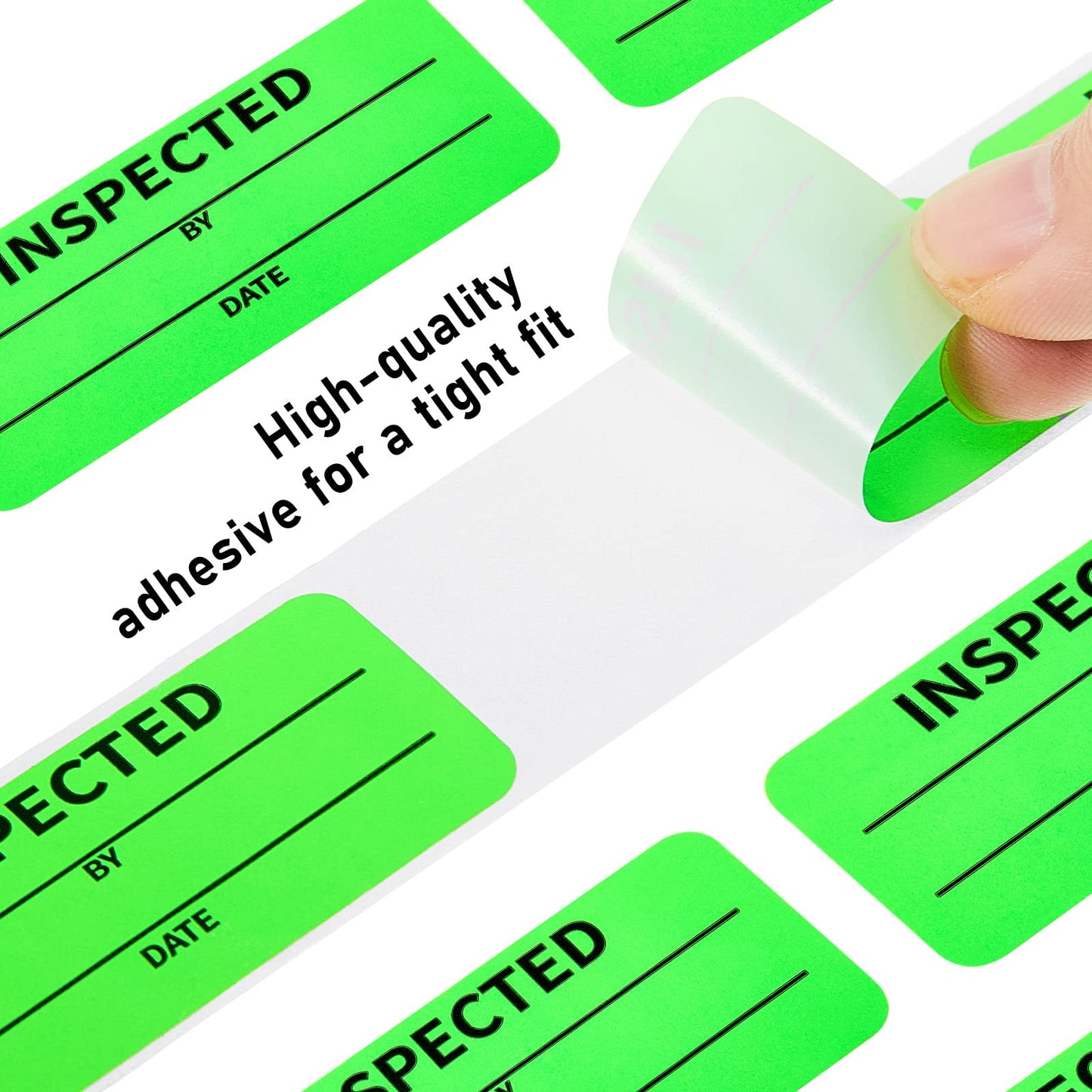 1 x 2.25 Inch Quality Control Inventory Labels 600 pcs Per Roll Inspected by Rectangle Labels Fluorescent Green Adhesive Stickers for Handling Shipping Warehouse Inventory Control(1 Roll) 1