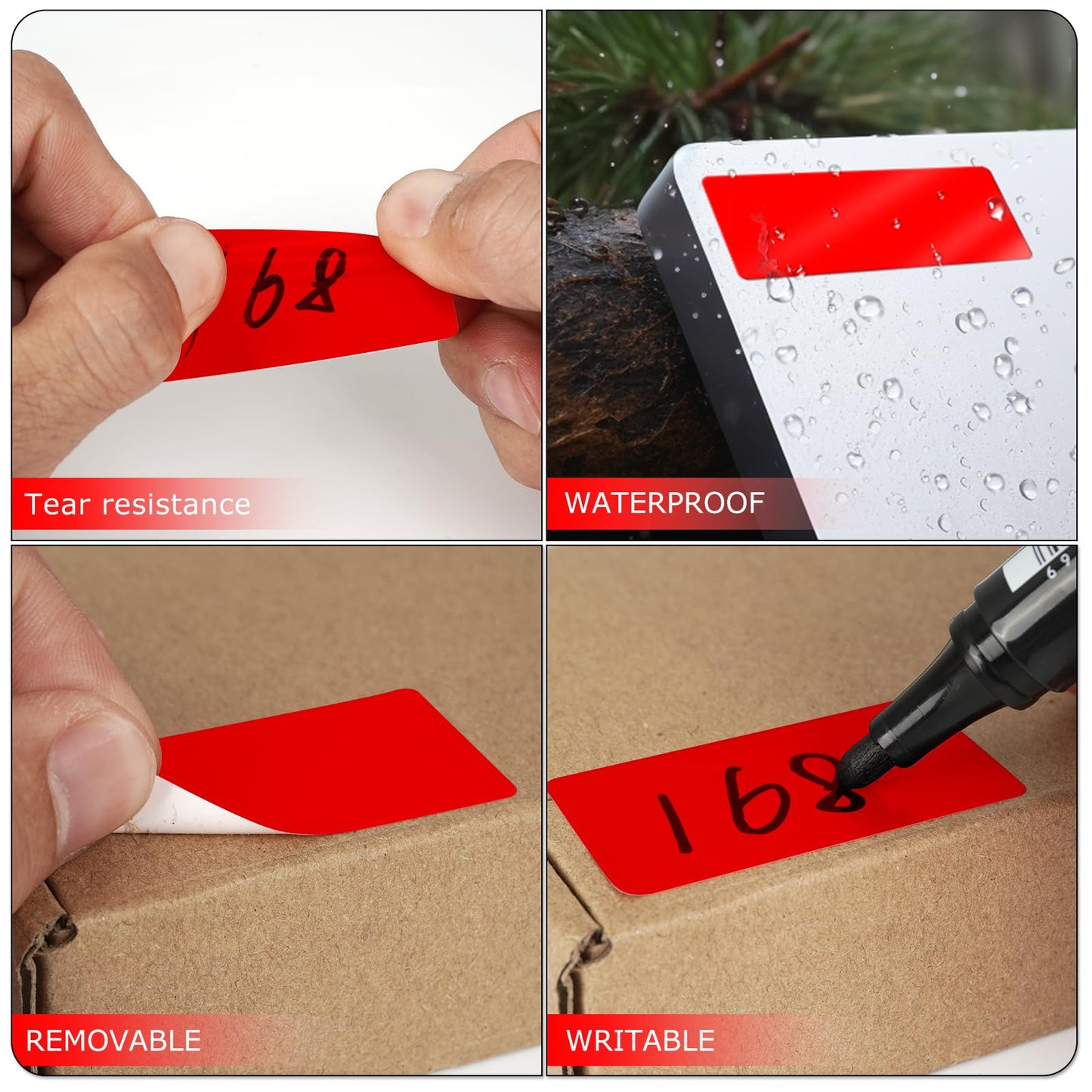 Red Rectangle Stickers 2 x 1 Inch Color Coding Labels Vinyl Roll Self-Adhesive Waterproof Removable 500 PCS Red