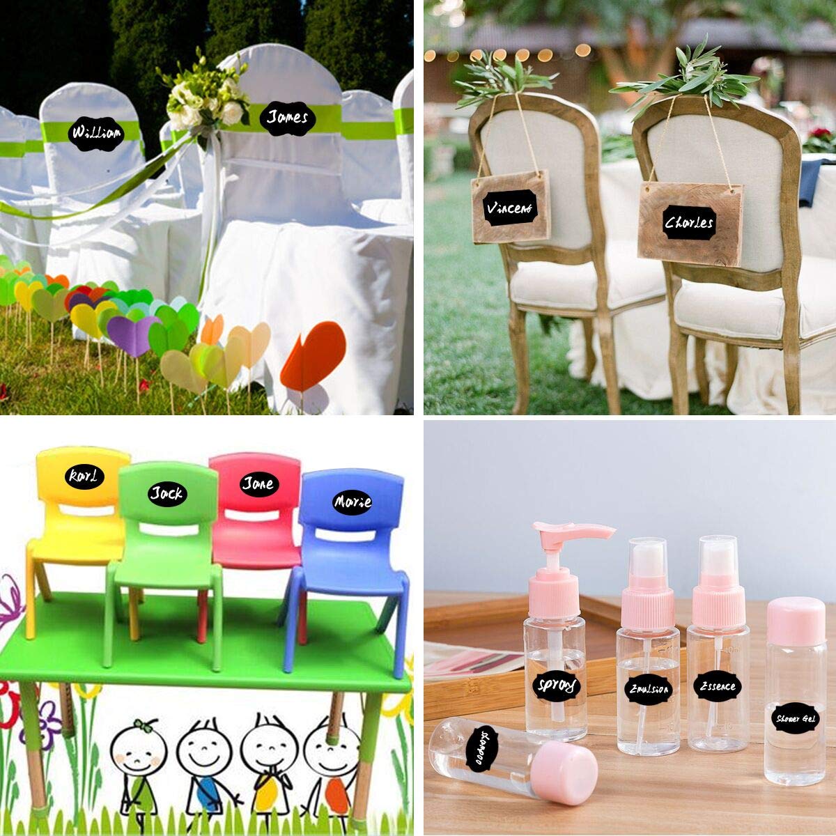 Chalkboard Labels 120pcs Marker Waterproof Blackboard Stickers with 1 Liquid Chalk for Mason Jars, Craft Rooms, Storage, Glass Bottle, Store Organize Home & Kitchen (Labels Same Shape 40)