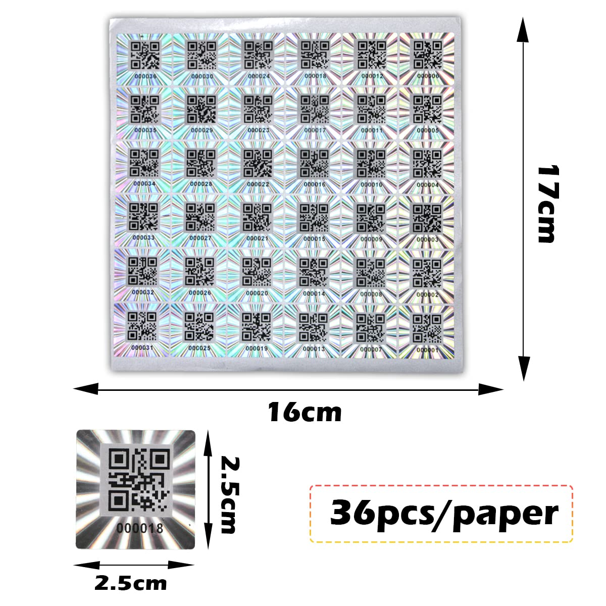 300pcs Hologram QR Code Labels, Tamper-evident Security Seal Sticker,Warranty Void Tamper Proof Labels with Unique Sequential Serial Numbering(1x1inch) 300pcs
