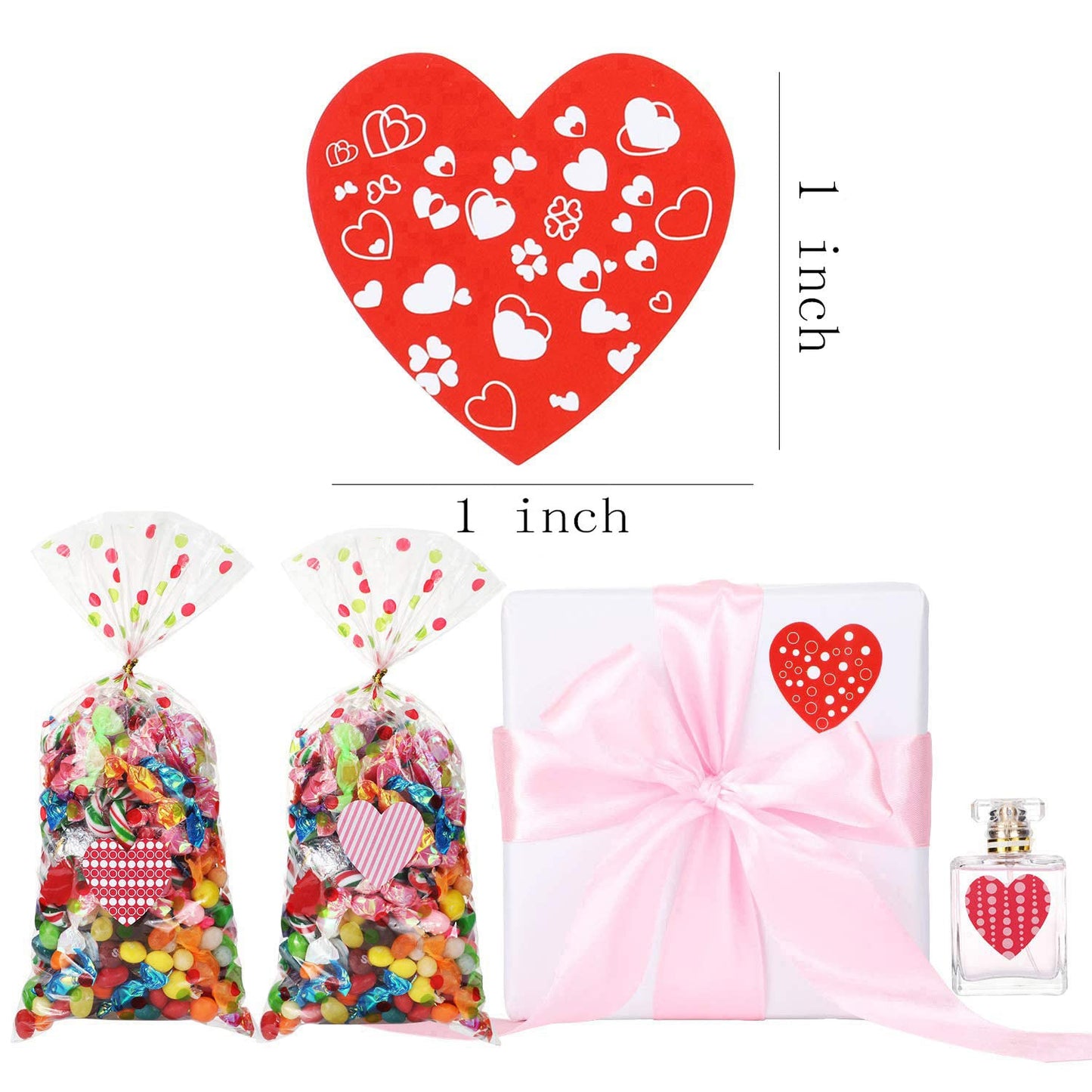 Dzrige Heart Stickers Roll Heart Shape Labels Love Decorative Stickers for Valentine Party Wedding Anniversary Candy Bag Envelop Bookmarks Decoration Supplies (500 Stickers per Roll)