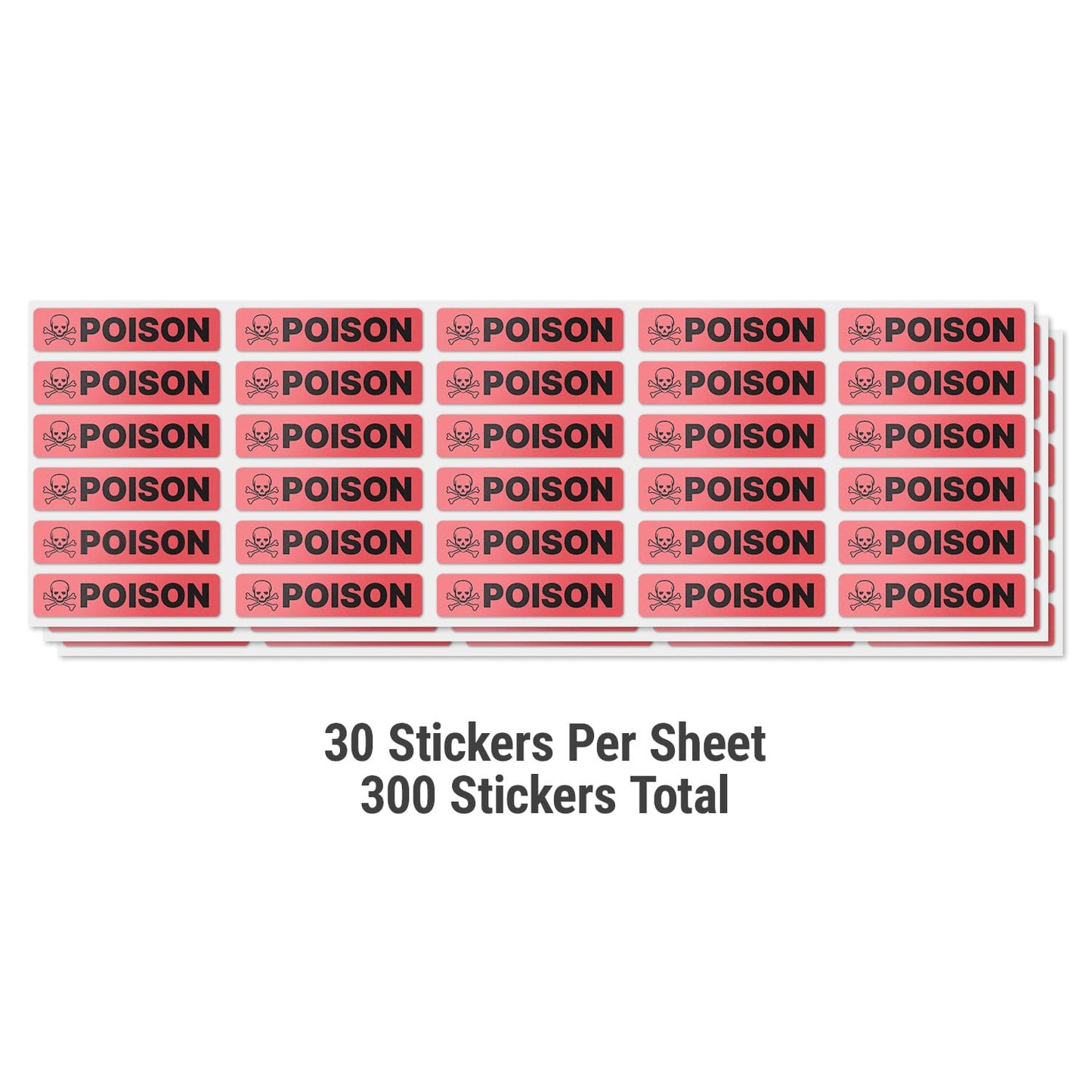 Poison Medical Stickers (1.625 x 0.375 inch, Red - 300 Labels) Poison Labels for Medical Laboratory Testing, Healthcare, Veterinary or Clinics - Strong Adhesive & Highly Visible