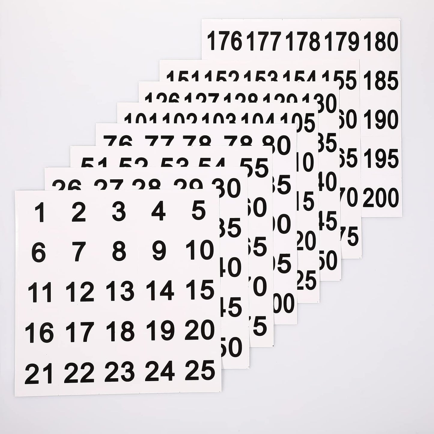 1 to 200 Vinyl Consecutive Number Stickers 2-inch Square Self Adhesive Labels Waterproof White Numbered Decals Inventory Number Labels for Storage Organizing Boxes Bins Toolbox Lockers Indoor Outdoor