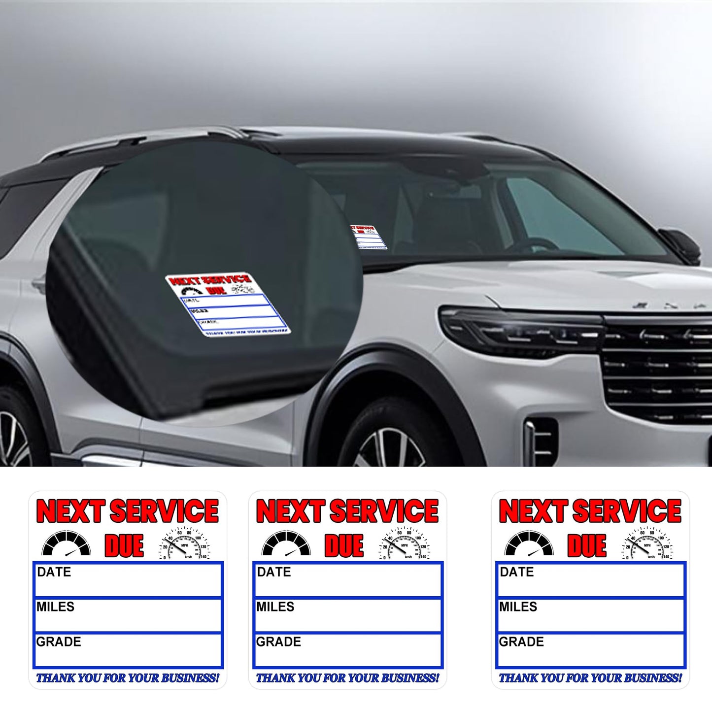 100 Pcs Static Cling Blue Oil Change Stickers 2 x 2 Inch - Service Reminder Labels Auto Maintenance Next Service Due Reminder Stickers Labels for Car Vehicle Windows