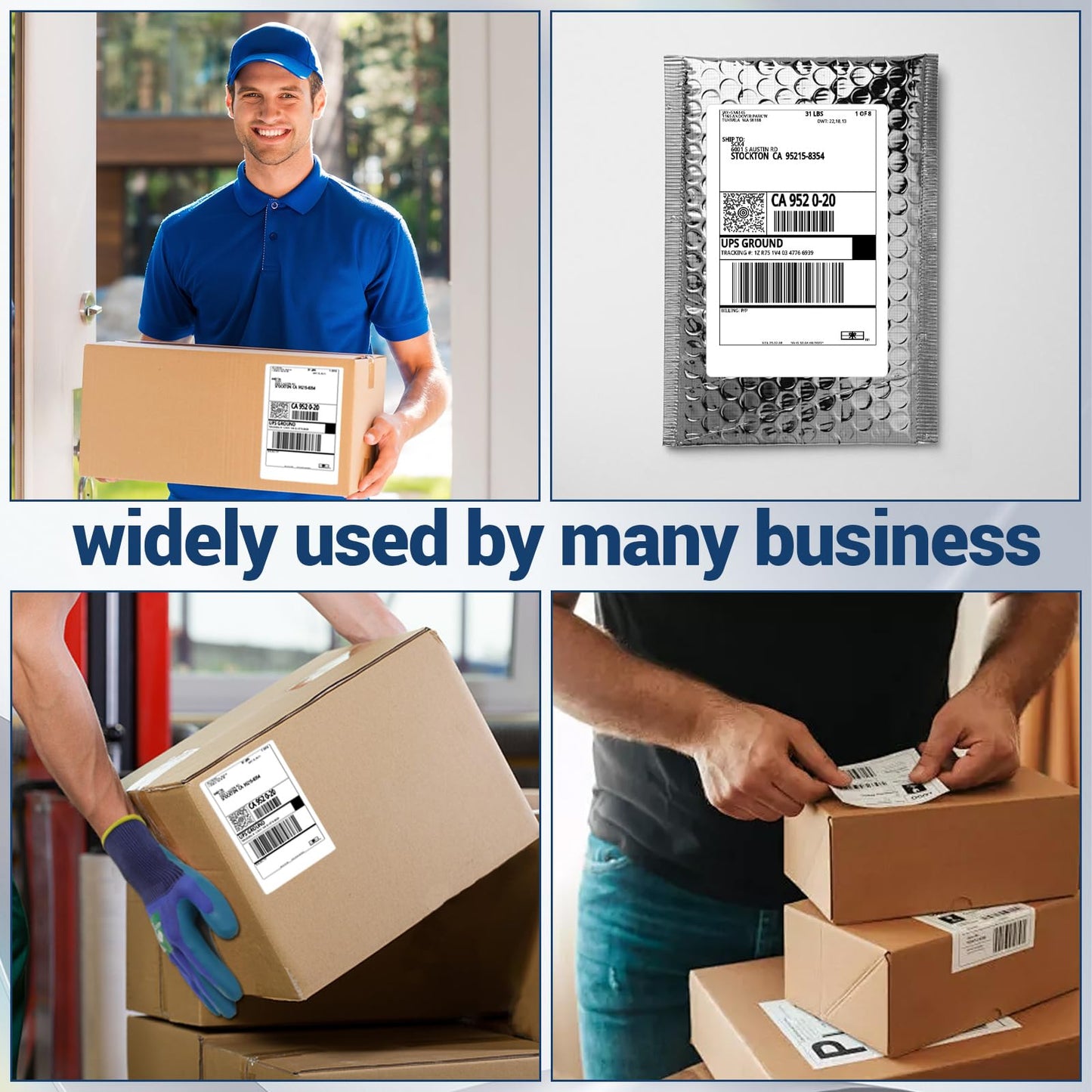 500 Labels/Stack, GOLDEN WIND Direct Thermal Label, 4ʺx 6ʺ Fanfold Labels, White and BPA Free with Perforated line, Fit Most of Thermal Printers in Market