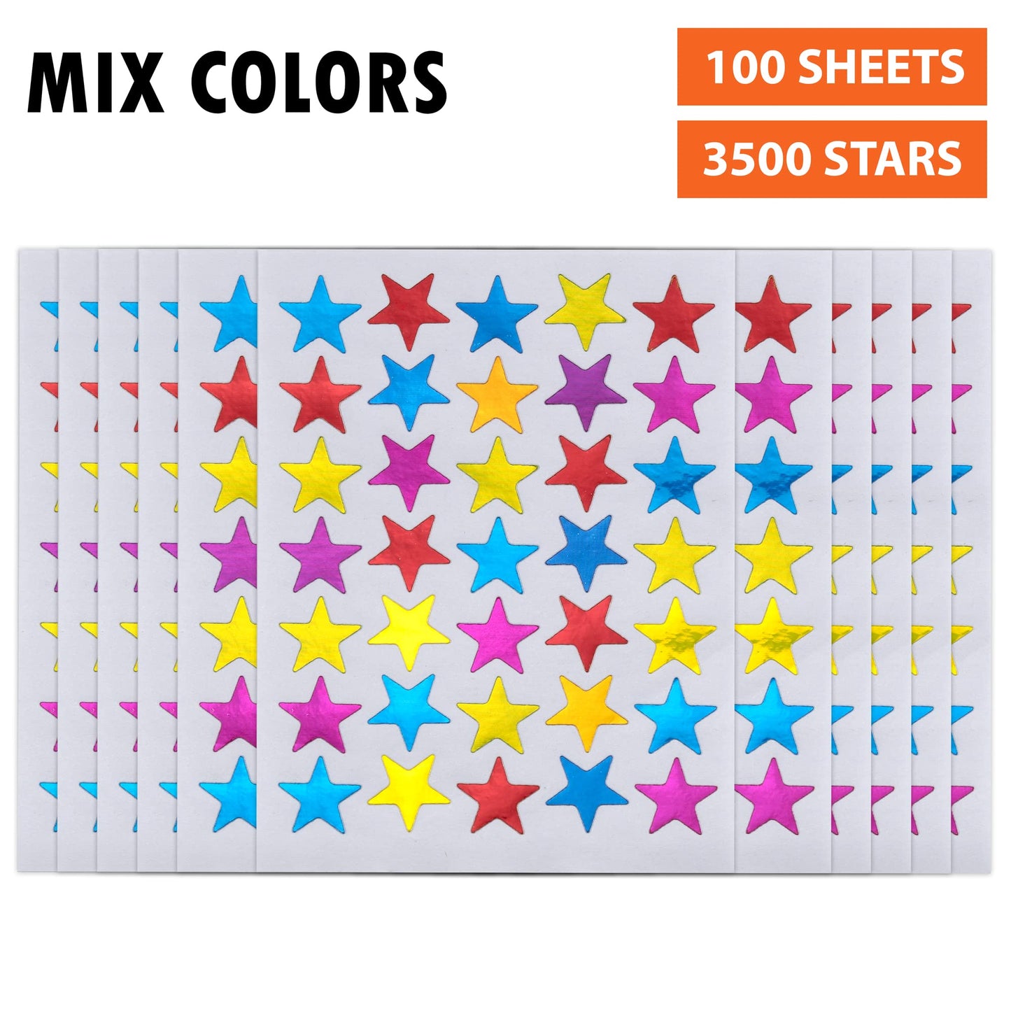 3500 Count Star Stickers for Paper Notebook, Journal Self-Adhesive Foil Star Labels 100 Sheets (Mixed Colors)