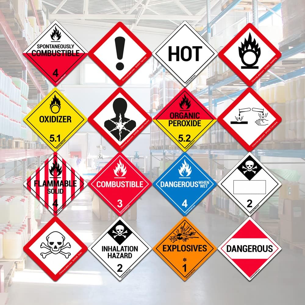 ChromaLabel 1 Inch Permanent Durable Square D.O.T. Hazard Labels, Class 3 Flammable, 250/Roll 1" x 1"
