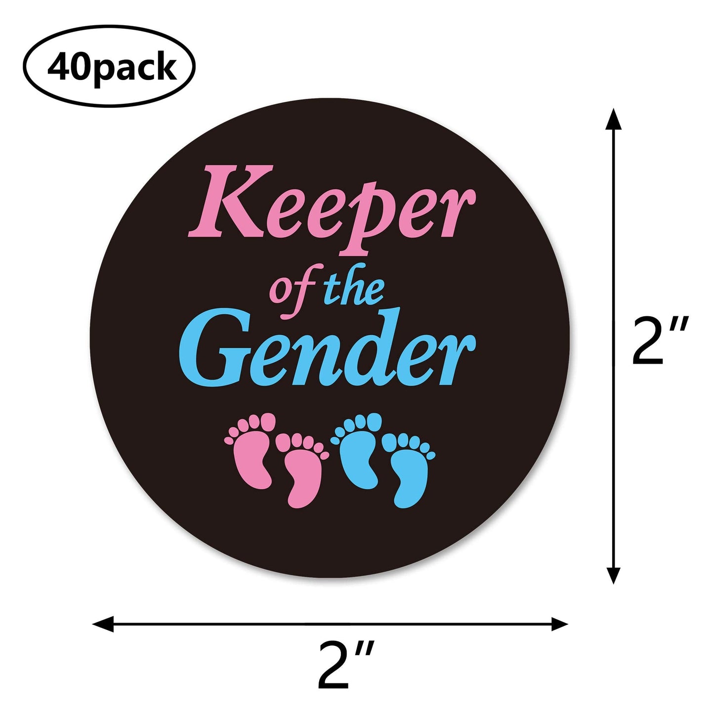 Keeper of The Gender Stickers, 40 2inch Gender Reveal Baby Shower Party Sticker Labels