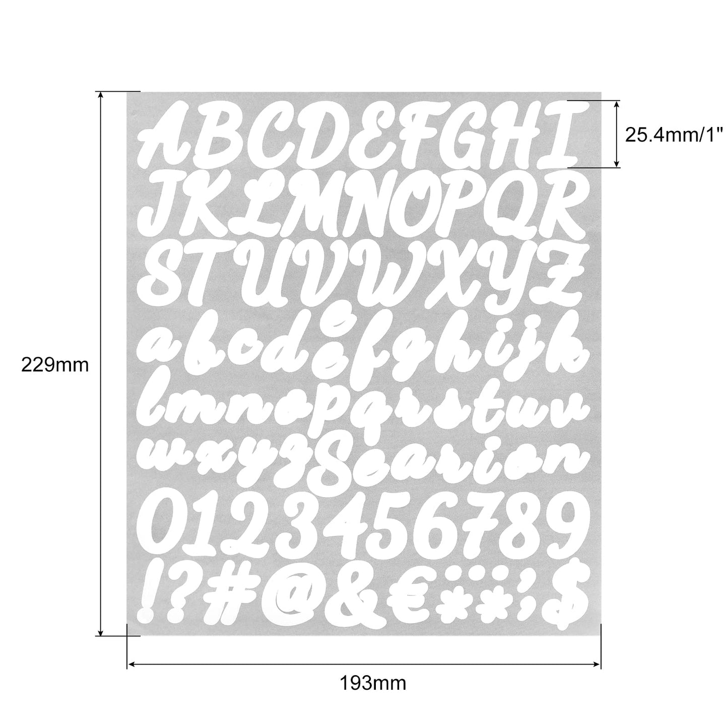 PATIKIL Letter Alphabet Number Stickers, White 1" Reflective Labels Self Adhesive Vinyl Sticker for Classroom Organization, Sign, Door, Address, 6 Sheets, 76 Count/Sheet