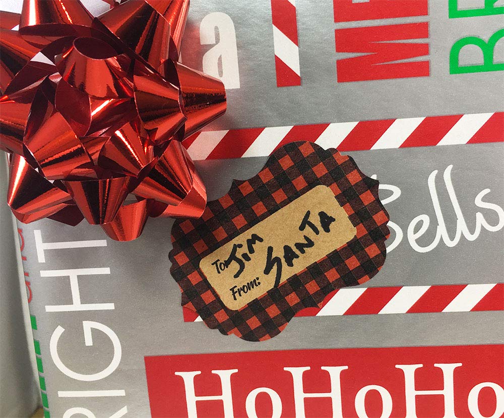 Red Buffalo Plaid Natural Kraft Gift Tags Holiday Present Stickers 2 x 3 Inch 100 Total Labels Red Plaid