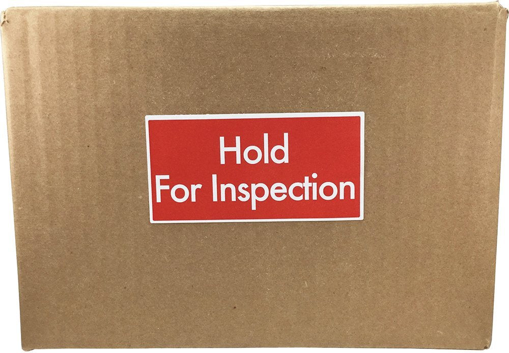 Hold for Inspection Labels – 2 x 4 Inch Red with White Text Semi-Gloss Adhesive Stickers, 500 Total Labels Per Roll for Quality Control, Shipping, and Inventory Management – Made in the USA
