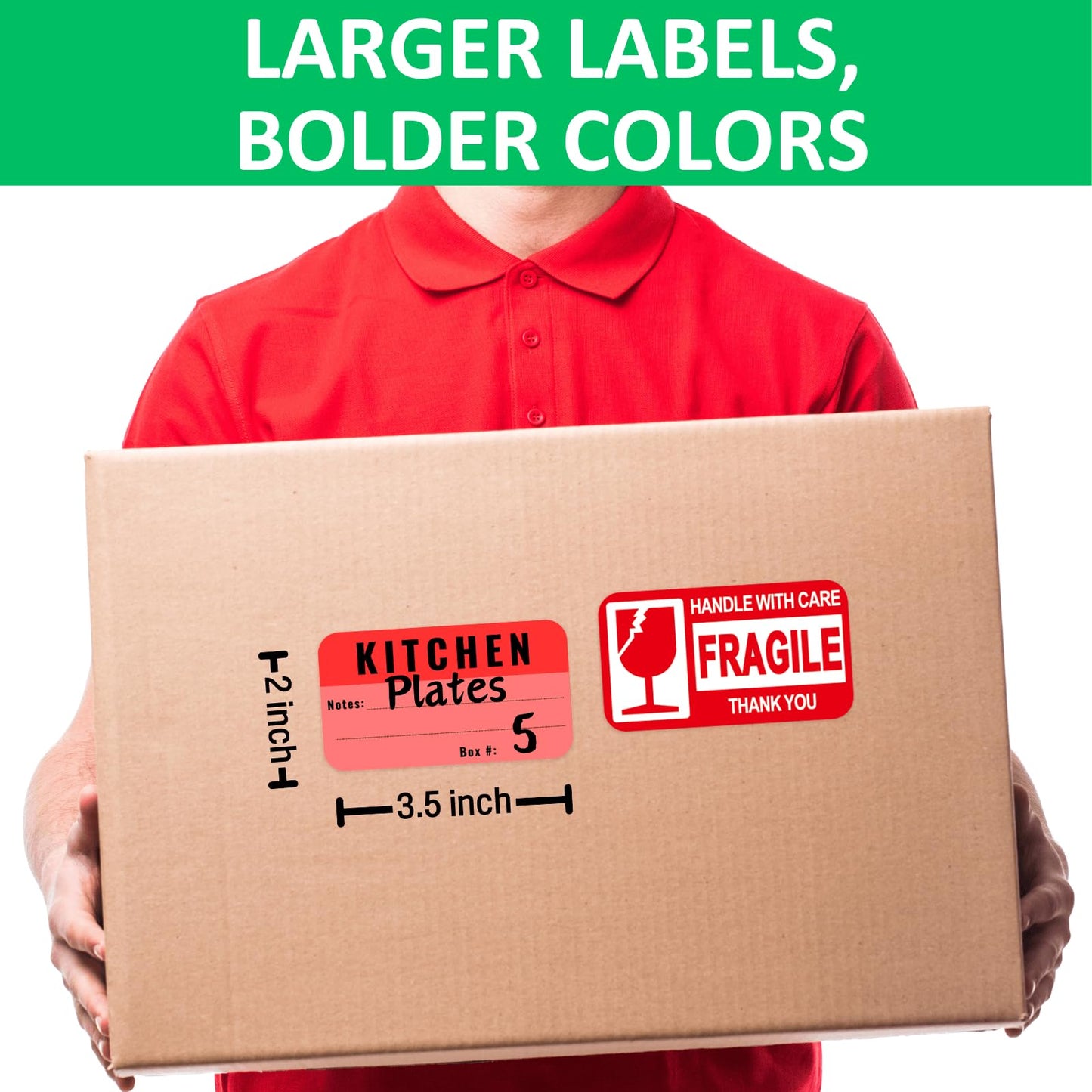 Large Color-Coded Moving Labels, 450 Stickers for Home Supplies With Removable Tape, Fragile Packing Labels for Boxes, Organizing and Packing Pack-450