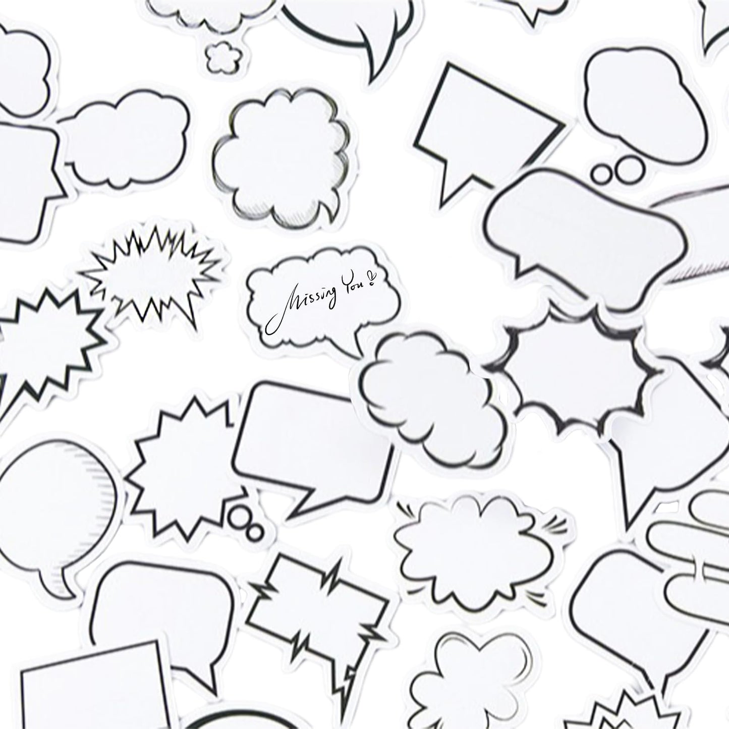 180PCS Dialog Box Paper Stickers, Scrapbook Cute Label Bubble Stickers, Assorted Shape Paper, Adhesive Labels for Scrapbooking, Planners, Calendar
