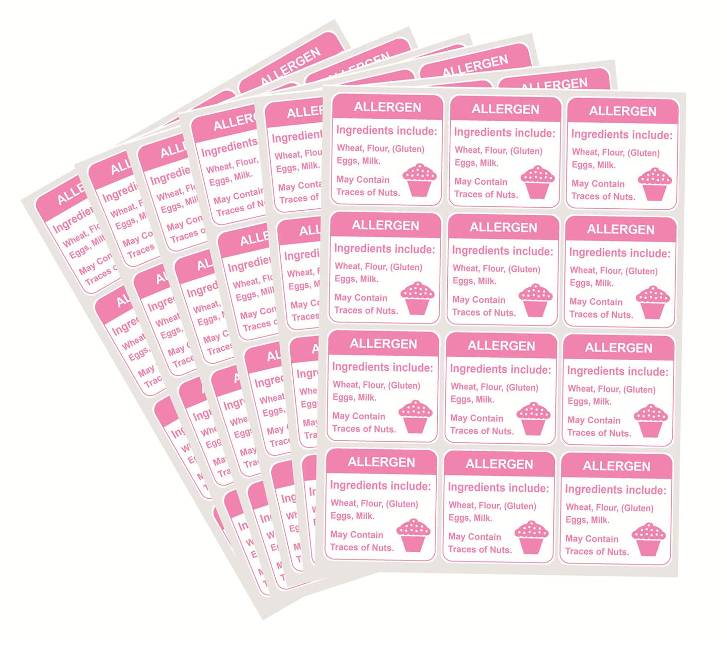 Allergy Sticker for Cake,1.5 inch 300pcs Pink Allergen Labels for Bakery