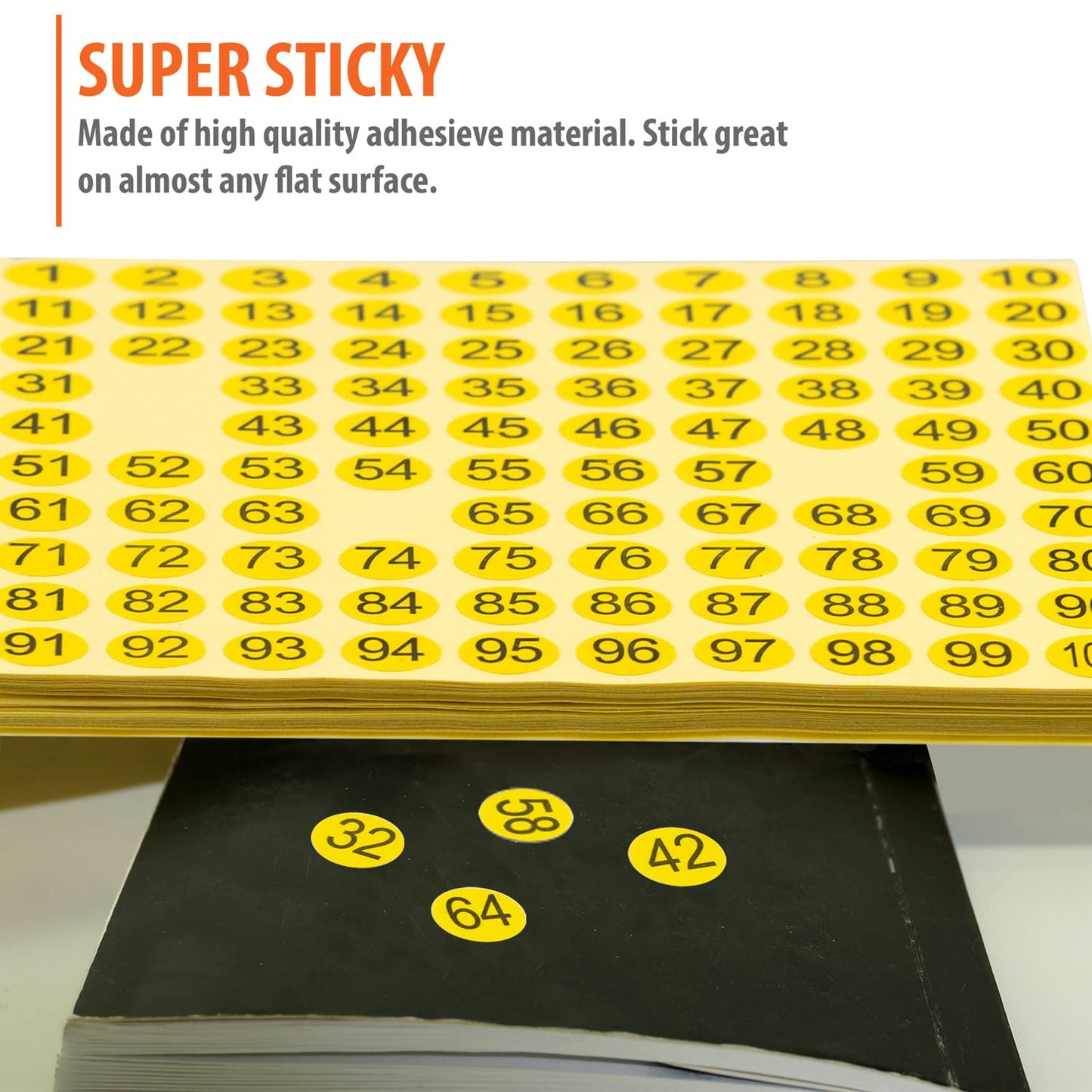 1-100 Round Number Stickers Labels 30 Sets 3000 Self Adhesive Labels Small Consecutive Number Decals Number Signs Inventory Stickers for Storage Organizing (Black Numbers on Yellow Stickers)