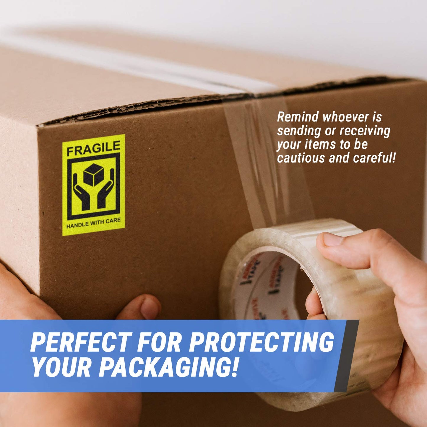 1200 Fragile Stickers - 2 x 3 inch, Handle with Care - Fragile Stickers (Neon Yellow) for Shipping, Package Handling, Moving Fragile Caution Sticker - 4 Rolls Fragile, Handle with Care 1200 Labels