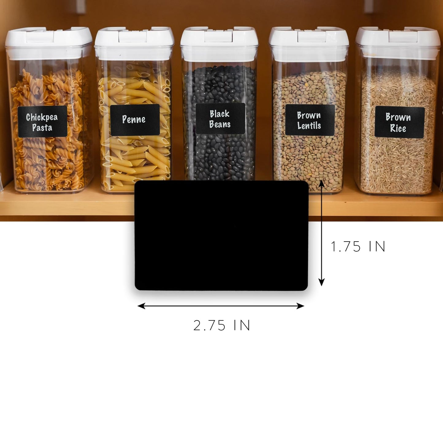 200 Chalkboard Labels for Storage Bins, Removable Black Stickers with Chalk Marker, Pantry Containers and Storage Bin Organization Wide Rectangle Roll - 200pcs