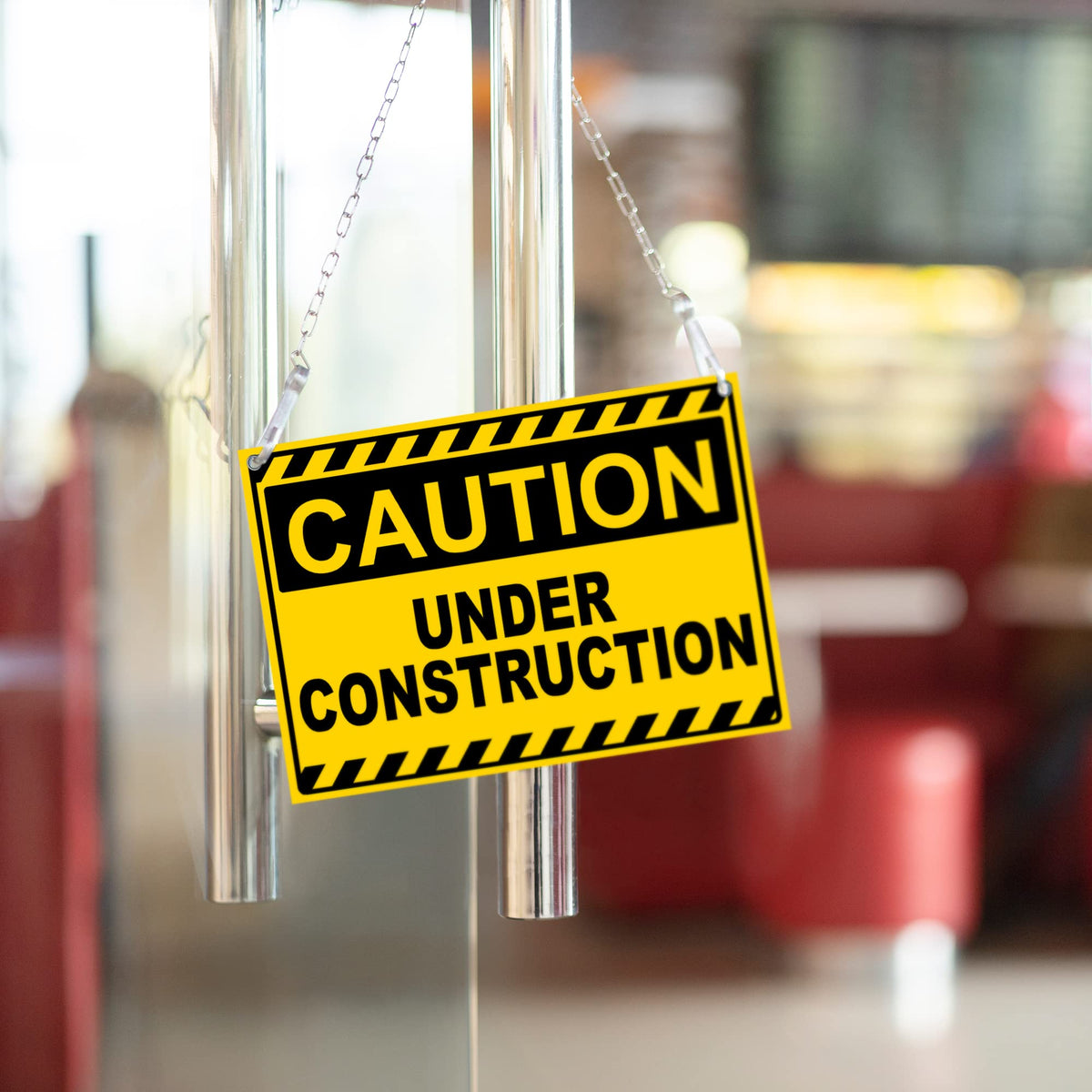 2 PC Under Construction Sign, 8x12 Coroplast Caution Construction Signs for Jobsites with Grommets