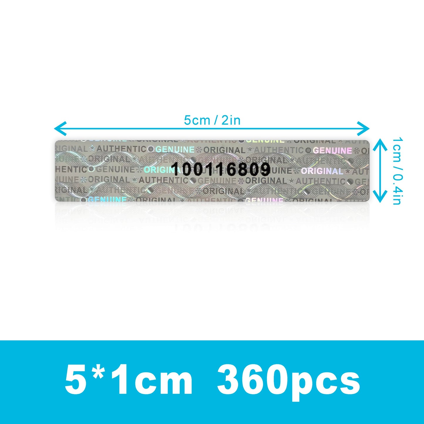 360 pcs Tamper Proof Hologram Stickers High Security Tamper Evident Seal Warranty Void Original Genuine Authentic Holographic Labels/Stickers w/Unique Sequential Serial Numbering(Silver) Silver5x1cm 360 pcs
