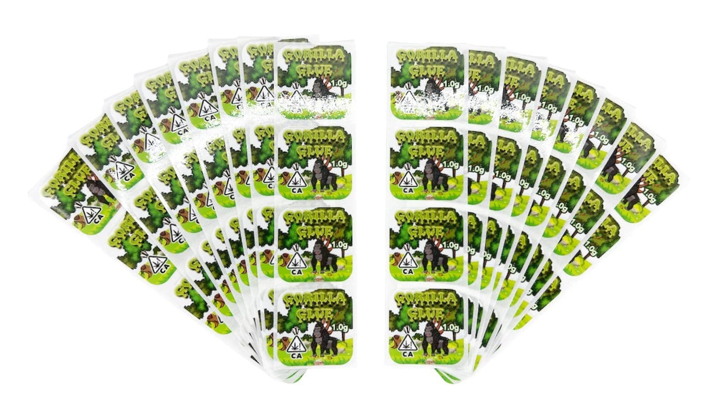 Square Strain Label Stickers for 9ml Jars - 1.375 inch Square Labels (GG) - 64 Count GG
