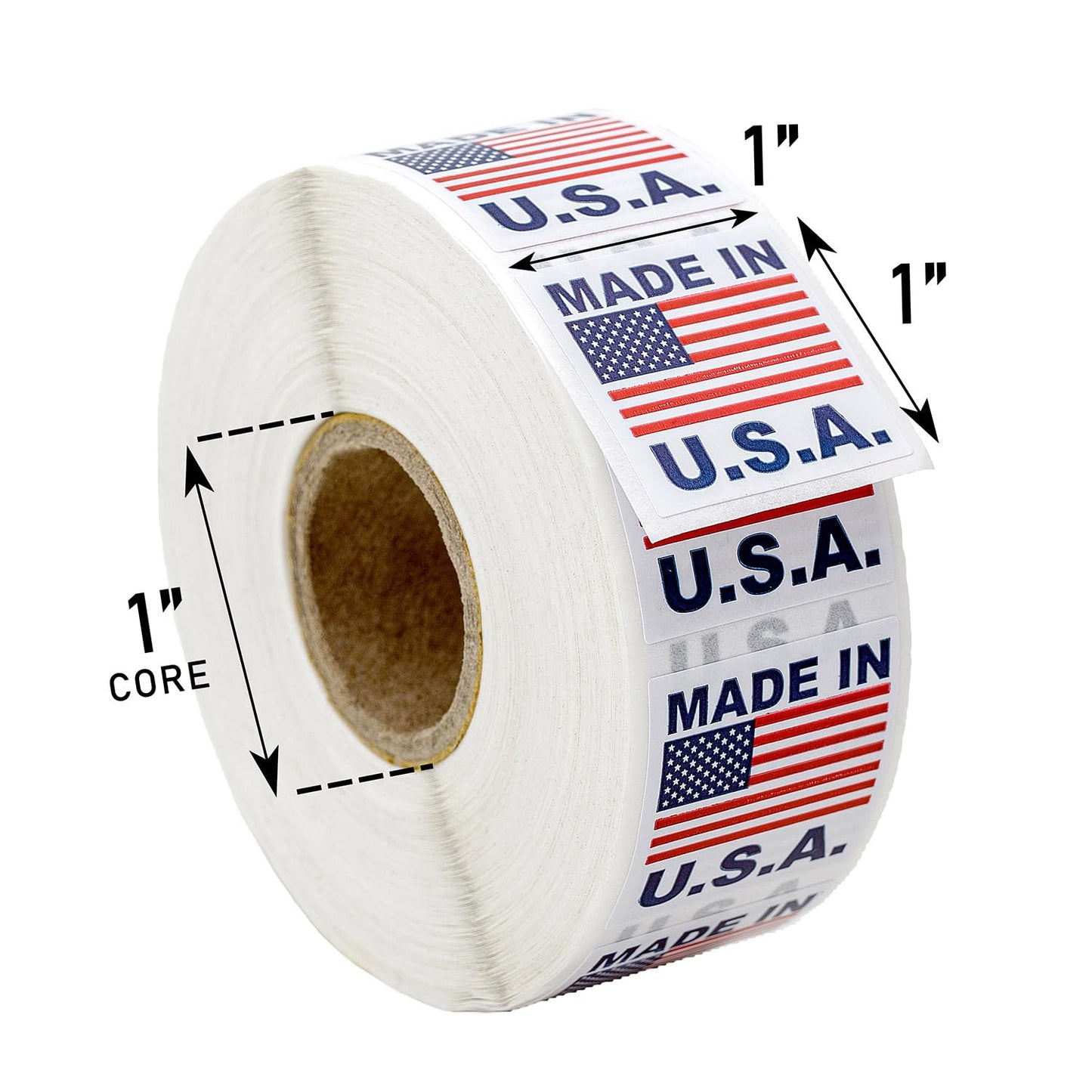 Made in USA Pre-Printed Labels Stickers with Permanent Adhesive on 1" Core (1" x 1") 1 Roll / 1,000 Labels per Roll