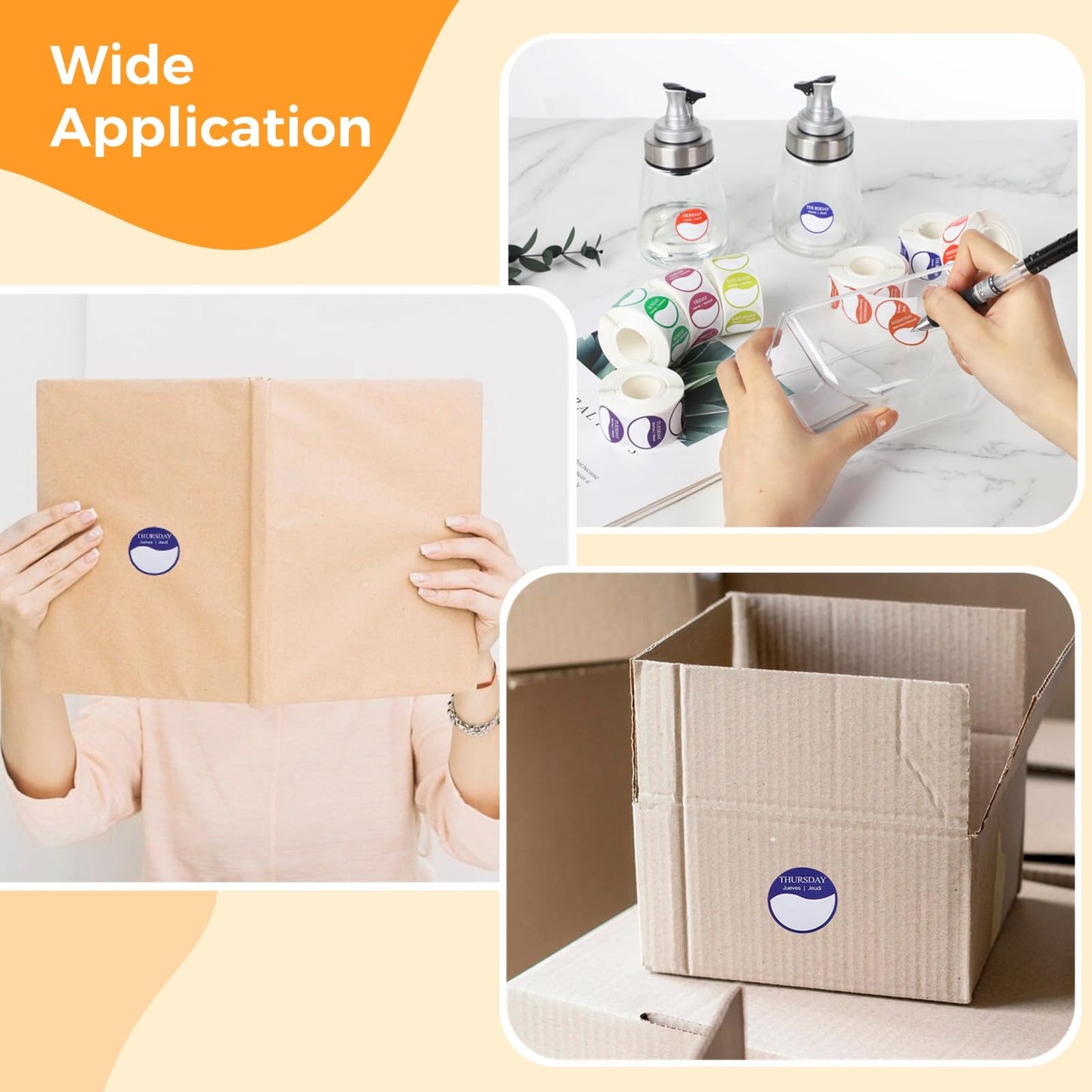 3500 PCS Week Label with Days of Week, Removable Label Dispensers Suit for 1 Inch Writable Stickers, Appealing Day Label Stickers for Storage Organizers Food Containers