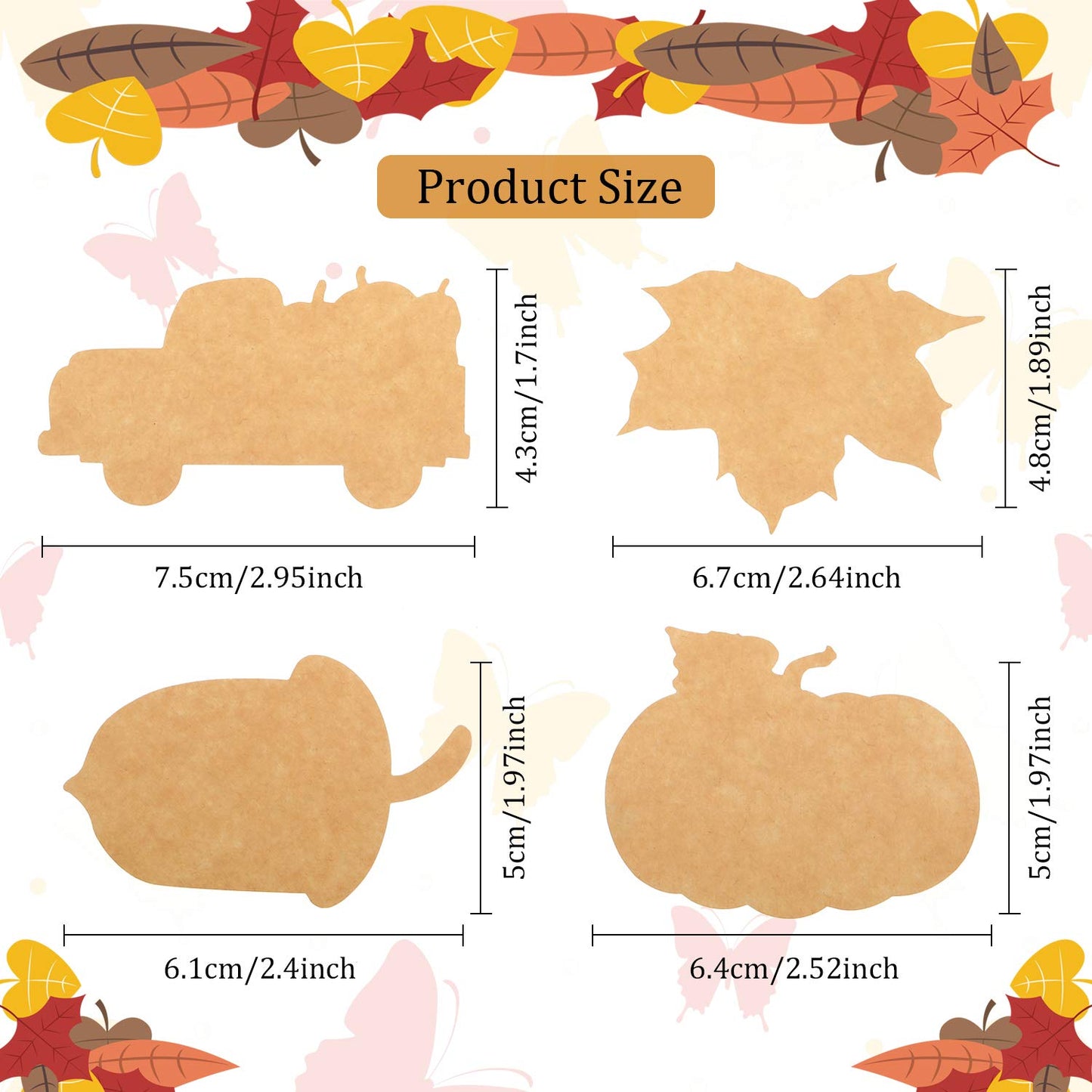 200 Pieces Thanksgiving Fall Stickers Autumn Kraft Paper Labels Stickers Leaves Sticker Pumpkins Kraft Sticker for Decorating Cards,Bottle, Envelopes, Brown Autumn Label for Halloween Party Favor