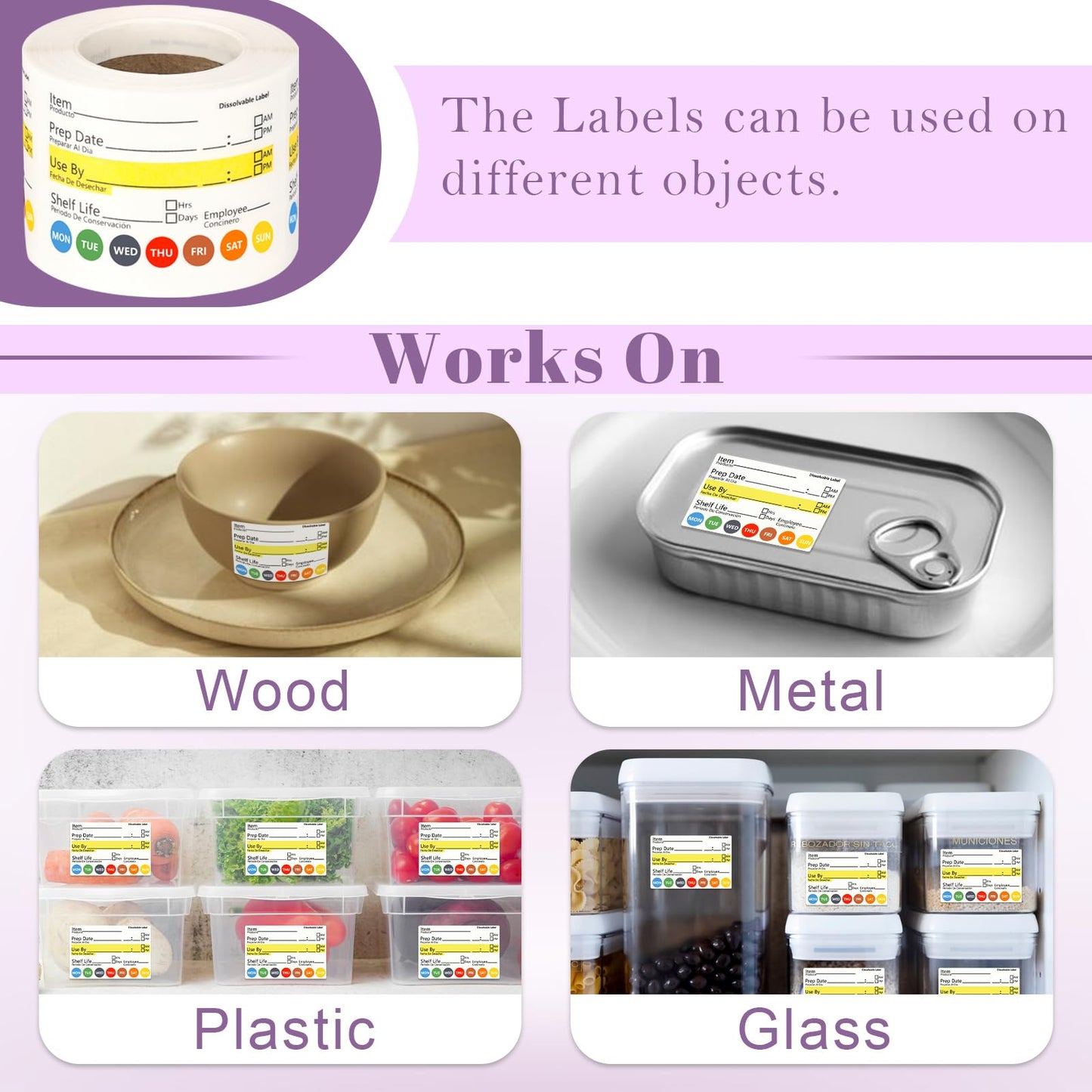 250 PCS Dissolvable Food Labels Removable Food Labels Stickers Shelf Life Labels Food Labels Dispenser 2×3 Food Expiration Stickers Dissolvable Labels for Food Containers Freezer Labels for Kitchen