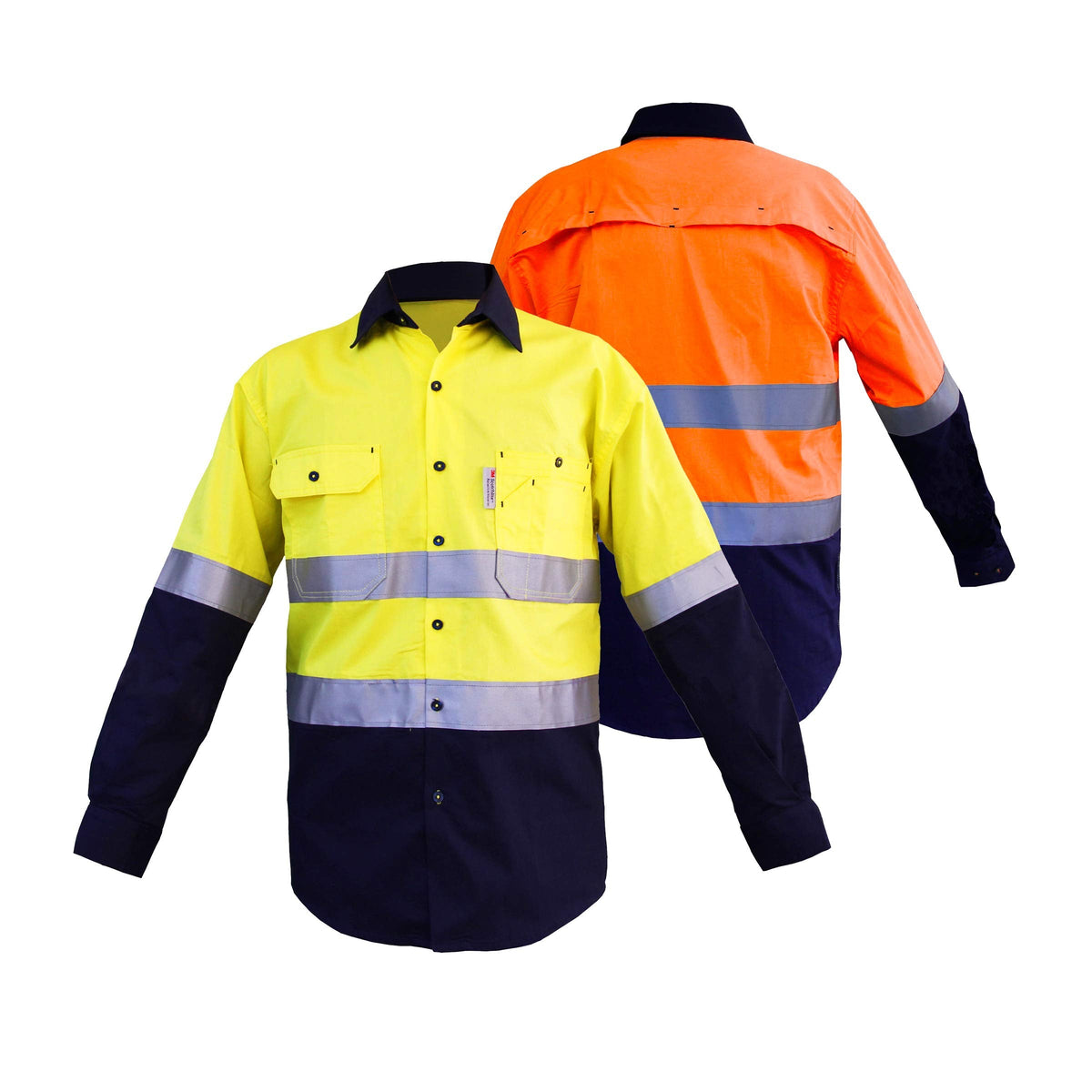 LANTERN FISH High Visibility Shirts with Reflective Tape Class 3 Construction Safety Work Shirts for Men Women XX-Large Yellow/Navy