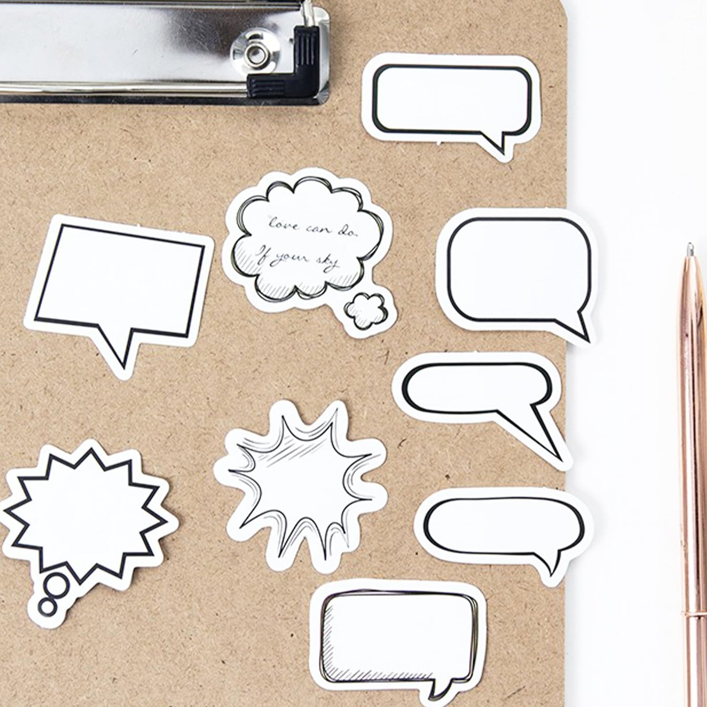 180PCS Dialog Box Paper Stickers, Scrapbook Cute Label Bubble Stickers, Assorted Shape Paper, Adhesive Labels for Scrapbooking, Planners, Calendar