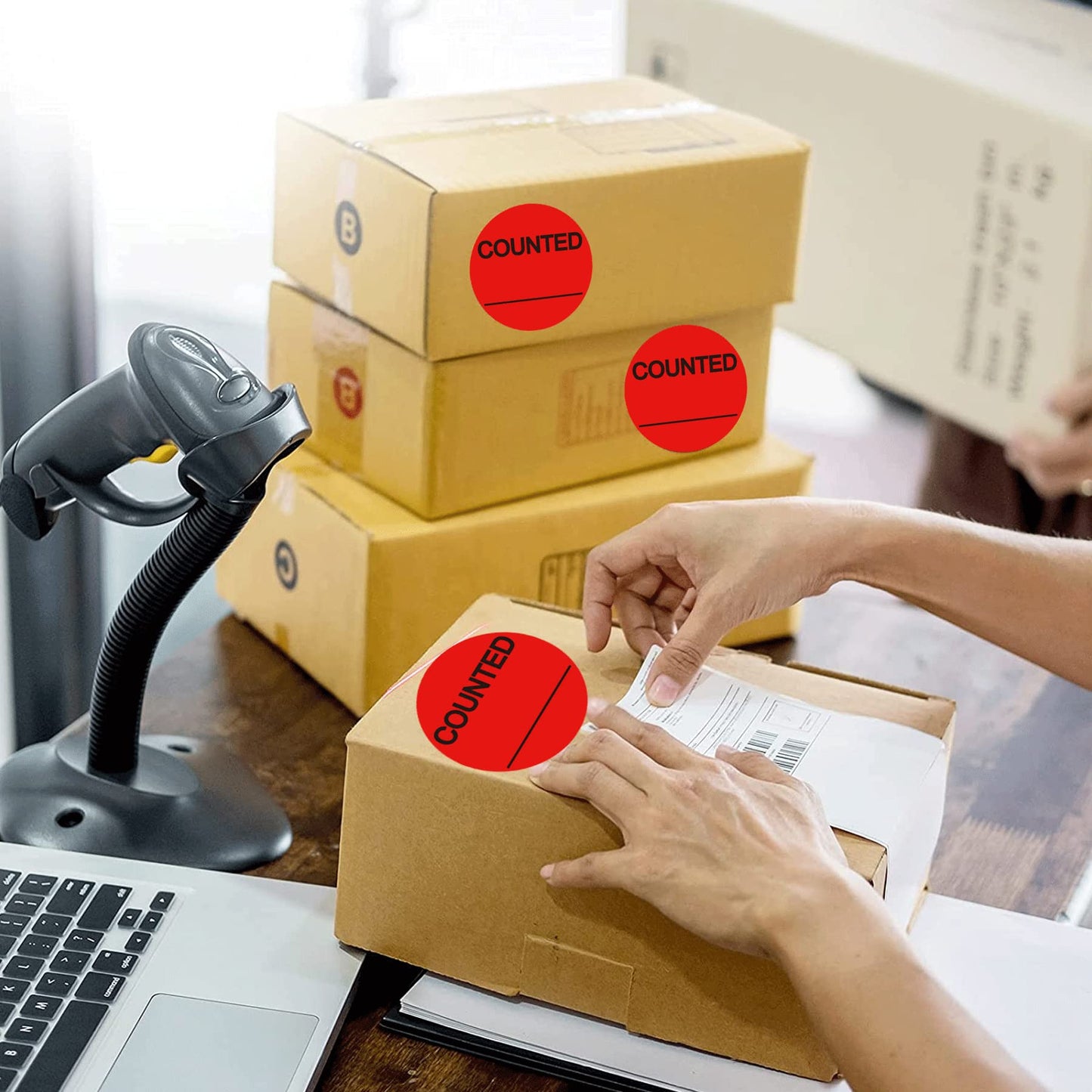 Round Stickers, 2 Inch Counted Labels for Shipping & Inventory Control, 500 Pcs Adhesive Labels, Writable Red 2 In