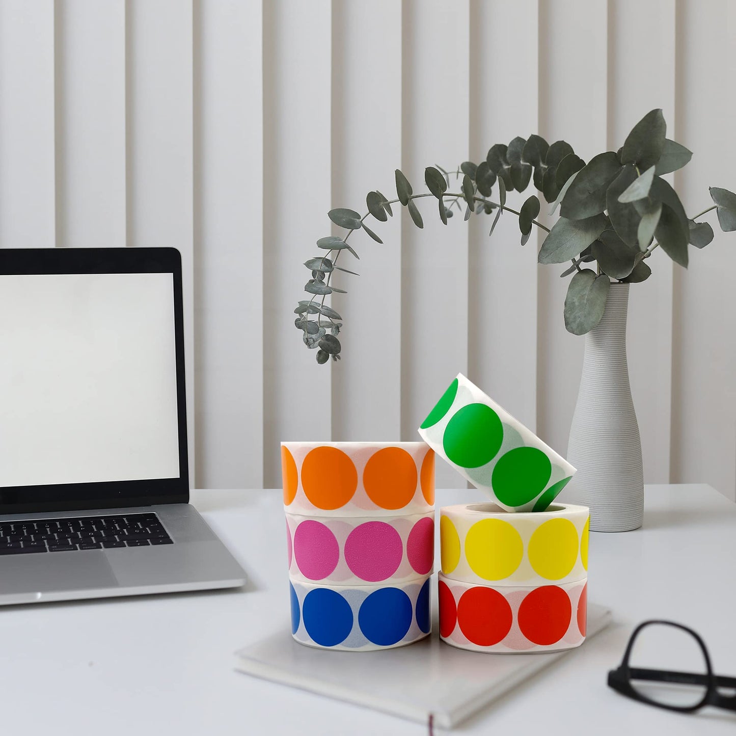 3000 Pieces 1 Inch Round Removable Color-Code Dot Stickers Circle Dots Stickers Label Rolls Label Sticker for Office 500 Pieces/Roll